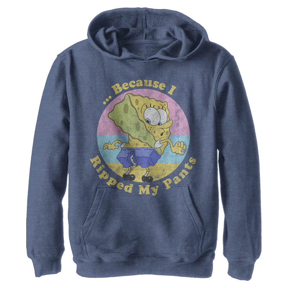 SpongeBob SquarePants Nickelodeon Kids' Pullover Hoodie - Soft Youth Sweatshirt with 'Because I Ripped My Pants' Design | Perfect for School, Playdates & Cartoon Lovers