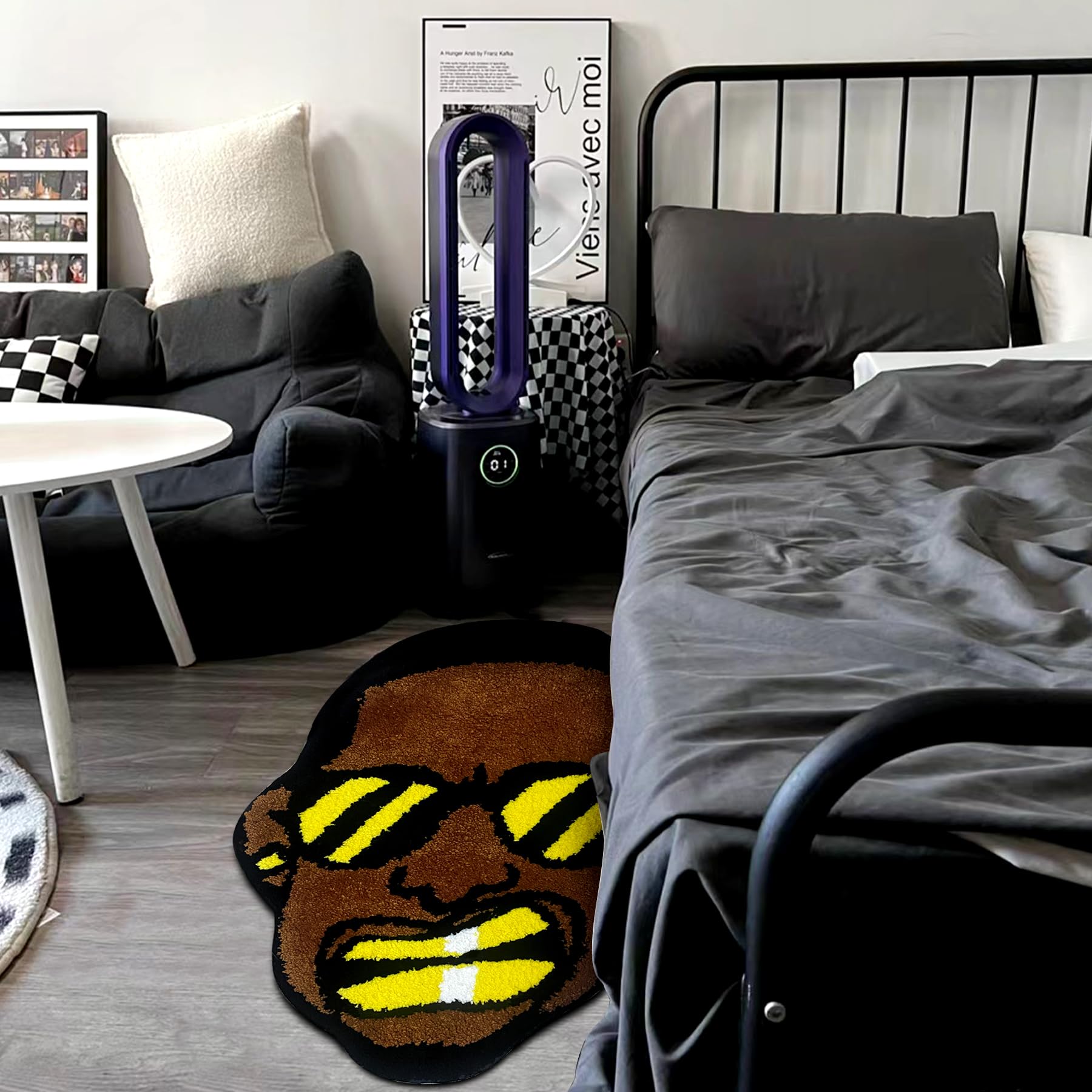 Angry Swag Man Rug - Trendy Hypebeast Bedroom Rug for Men, Soft High-Pile Flocking Aesthetic Decor, Y2K Funky Living Room Carpet 24×28 Inches - Perfect for Gaming Rooms, Dorm Decor & Urban Streetwear Style Spaces