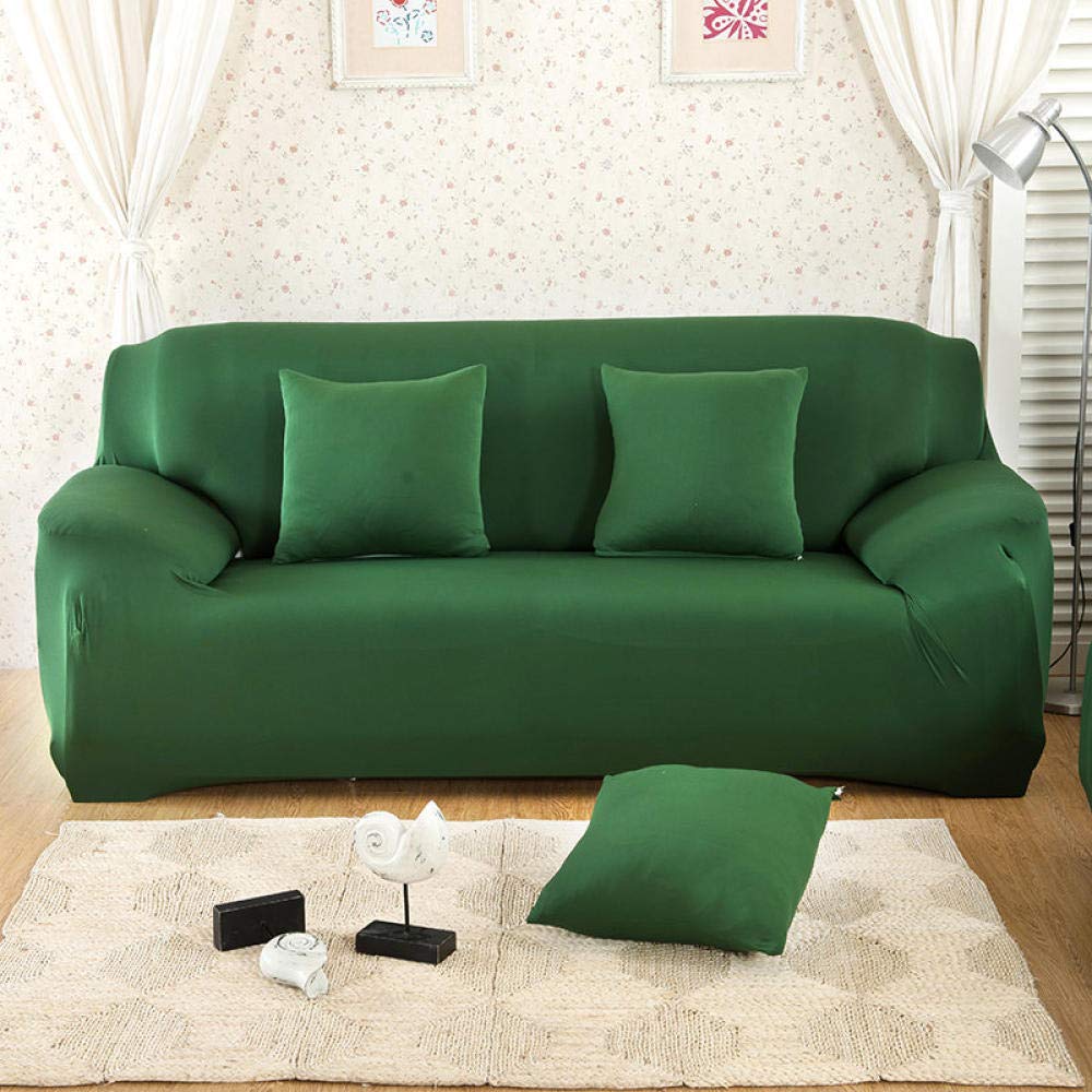 Elastic Geometric Sofa Slipcover for L-Shaped Chaise Longue - Stretchable Couch Cover (235-300cm) in Green - Perfect for Living Room & Pet-Friendly Homes