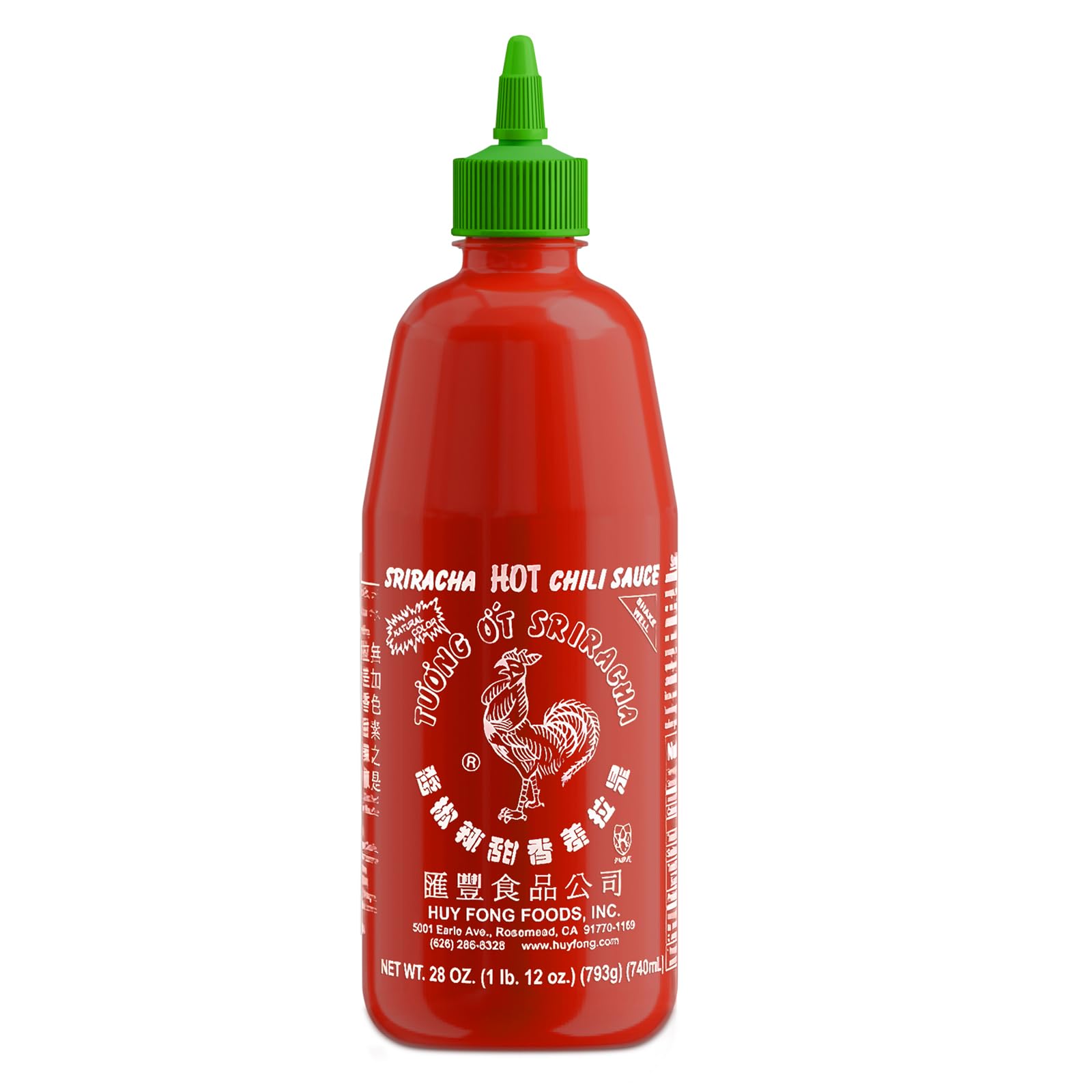 Huy Fong Sriracha Hot Chili Sauce, 28 oz - Original Flavor Spicy Sriracha for Asian Cuisine, Hot Dogs, Burgers, Tacos & More - Perfect for Cooking, Dipping & Seasoning