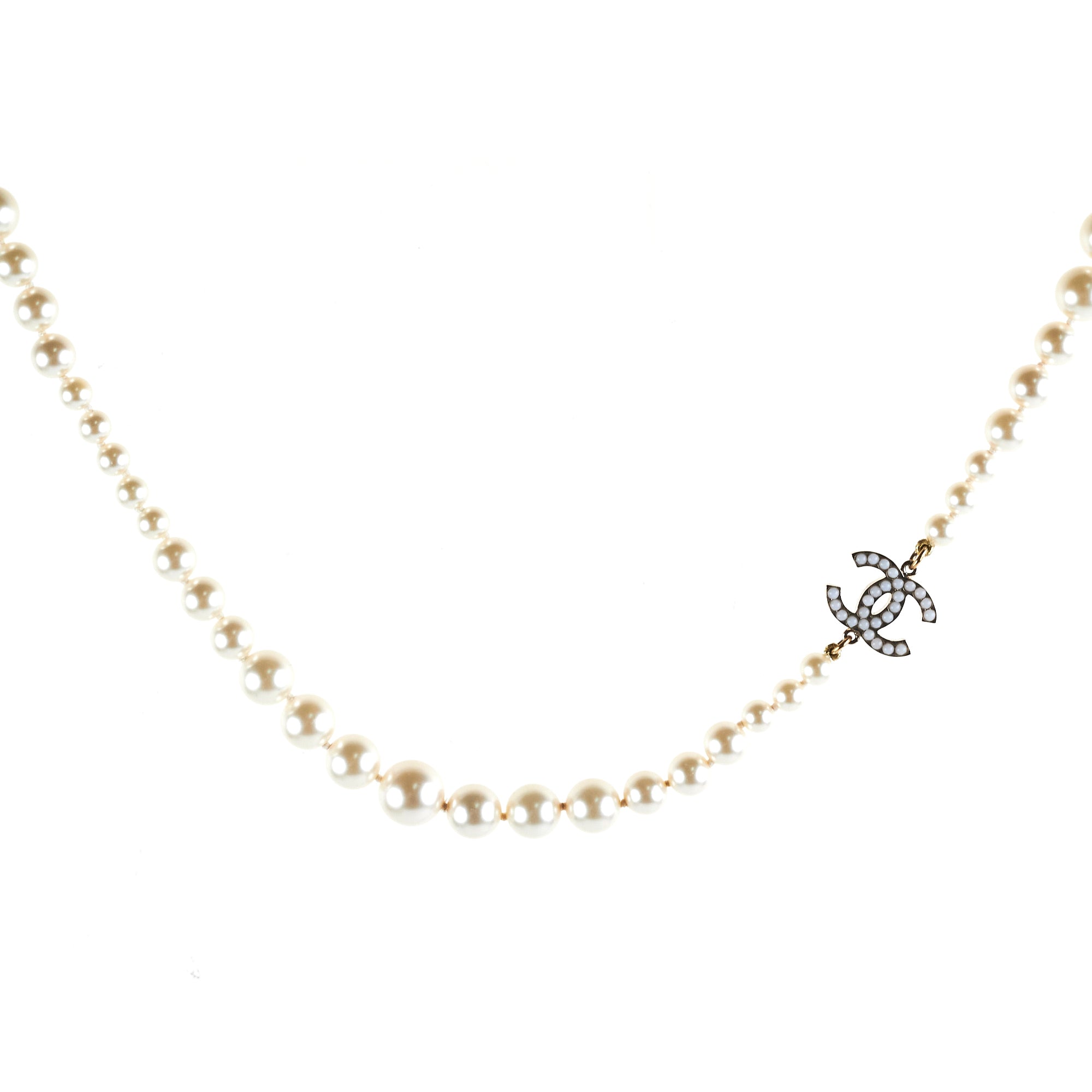 Chanel Long Pearl CC Logo Necklace - Elegant Costume Jewelry for Women | Perfect for Parties, Weddings & Special Occasions