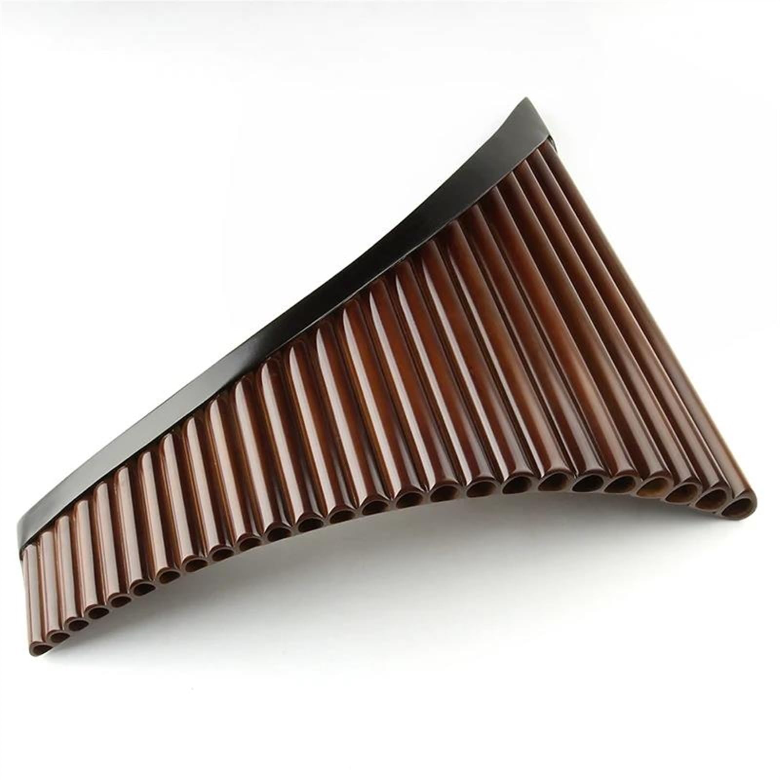 Handmade 25-Pipe Pan Flute in C Key - Traditional Wooden Wind Instrument for Music Lovers & Performers - Perfect for Folk Music, Meditation & Cultural Performances (Brown, Left-Handed)