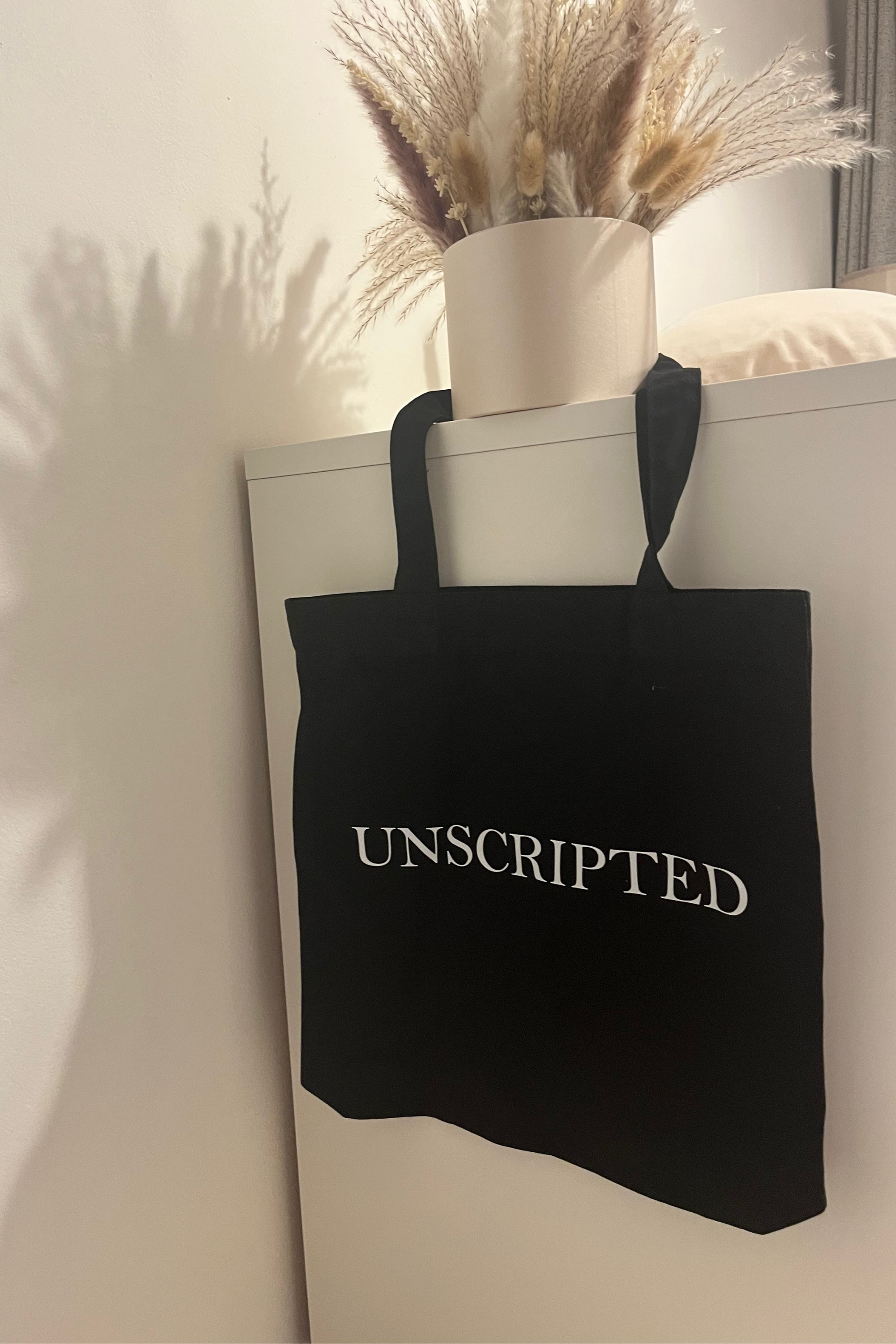 Stylish Black Tote Bag with Unique Graphic Print - Perfect for Work, Travel & Everyday Use