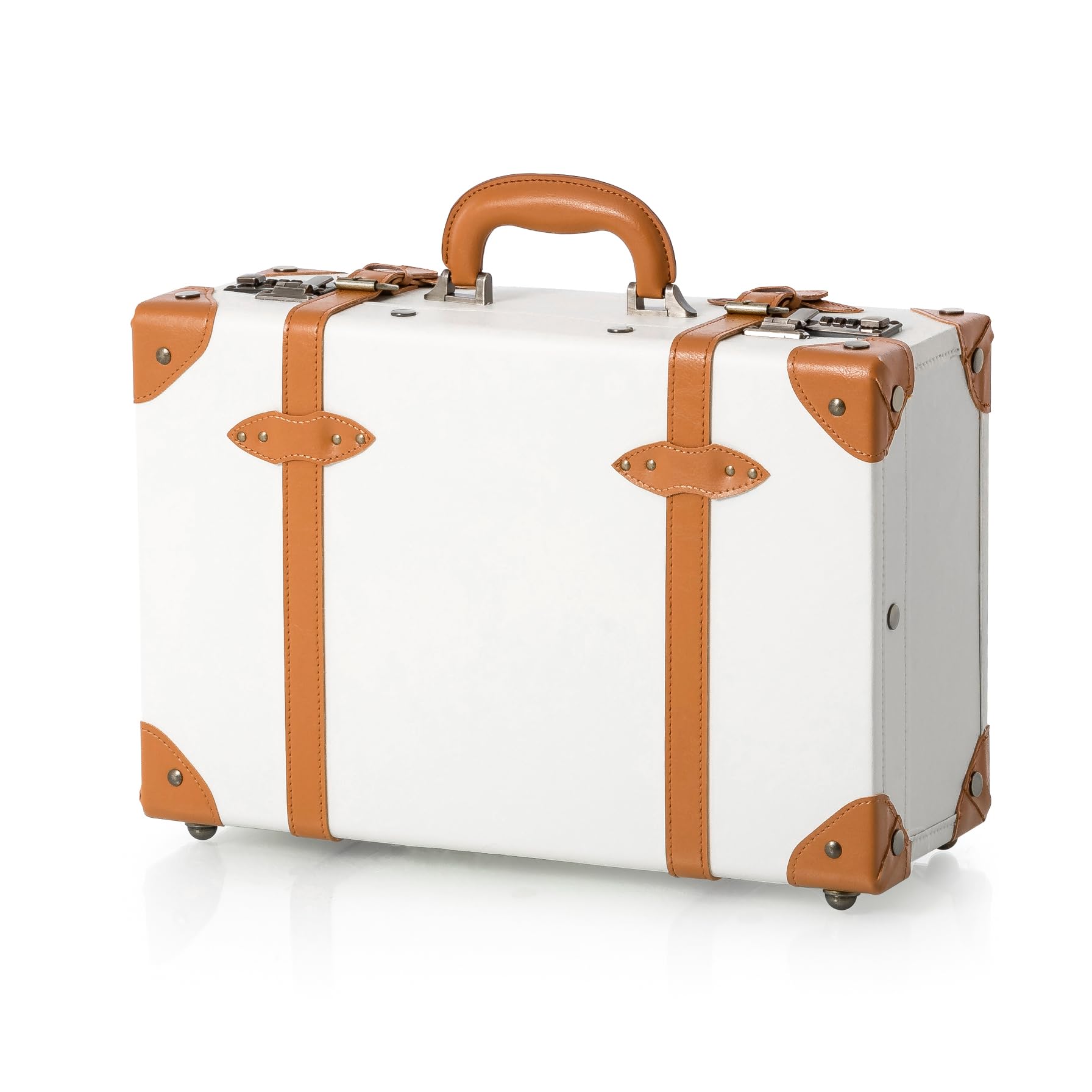 18 Inch Vintage Pearl White PU Carry On Suitcase for Women with Combination Locks - Perfect for Overnight Travel, Weekend Getaways & Airplane Cabin Luggage | COTRUNKAGE