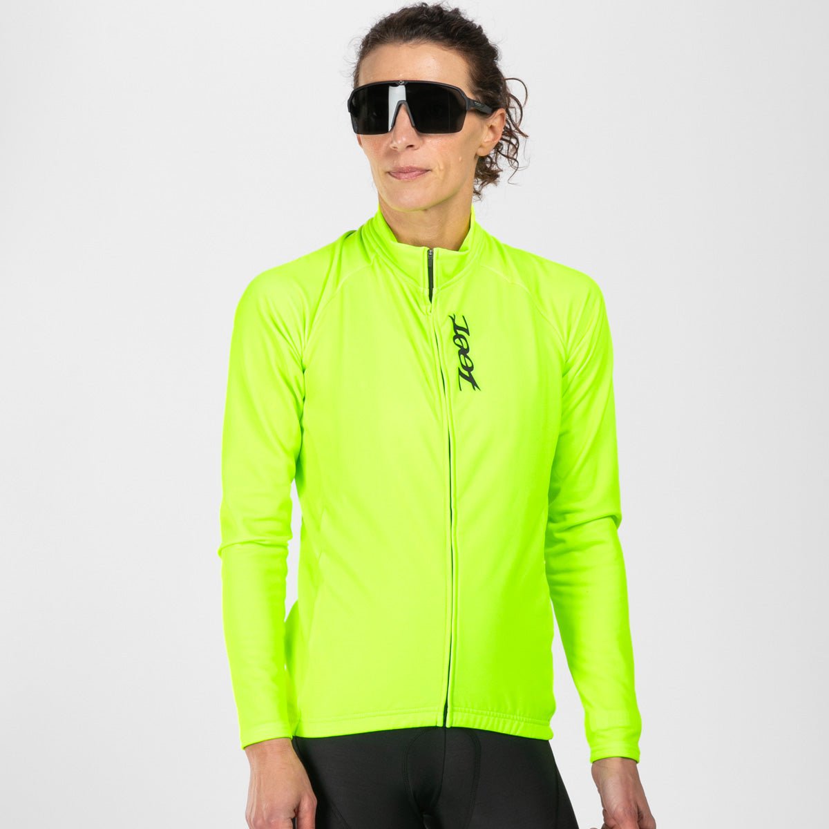 Women's Cycling Thermal Jersey - High Visibility Safety Yellow for Cold Weather Biking & Outdoor Sports