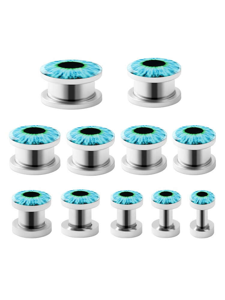 Evil Eyes Single Flare Ear Tunnel Plugs Set | UZ083 | Stylish Body Jewelry for Stretching & Everyday Wear