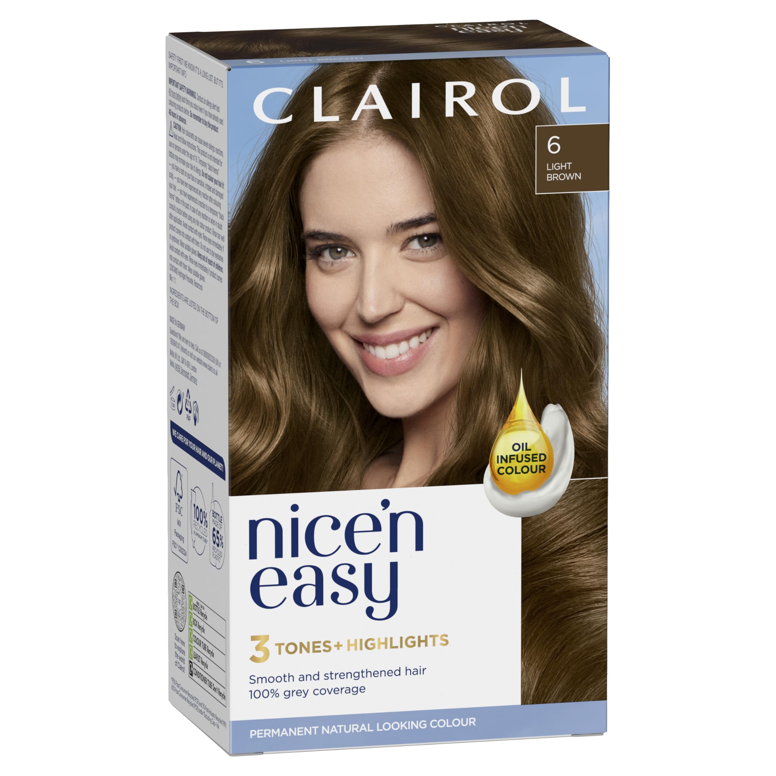 Nice 'n Easy Natural Light Neutral Brown Permanent Hair Dye 116/6 - Ammonia-Free Hair Color for Natural-Looking Highlights at Home | Perfect for Brunettes & DIY Hair Coloring