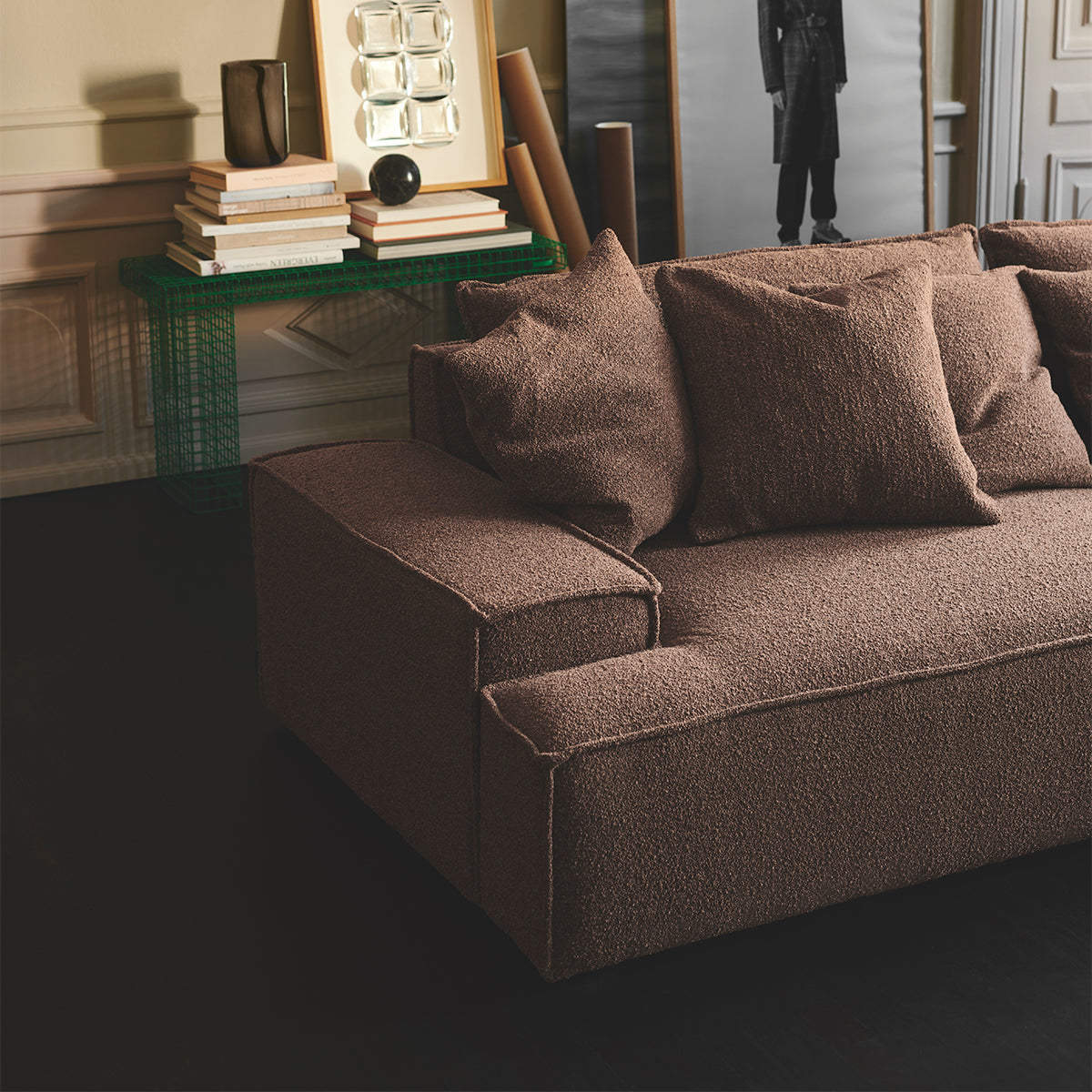 Daphne Boucle 1-Seater Left Arm Modular Sofa - Modern Compact Loveseat for Small Spaces, Apartments & Cozy Living Rooms