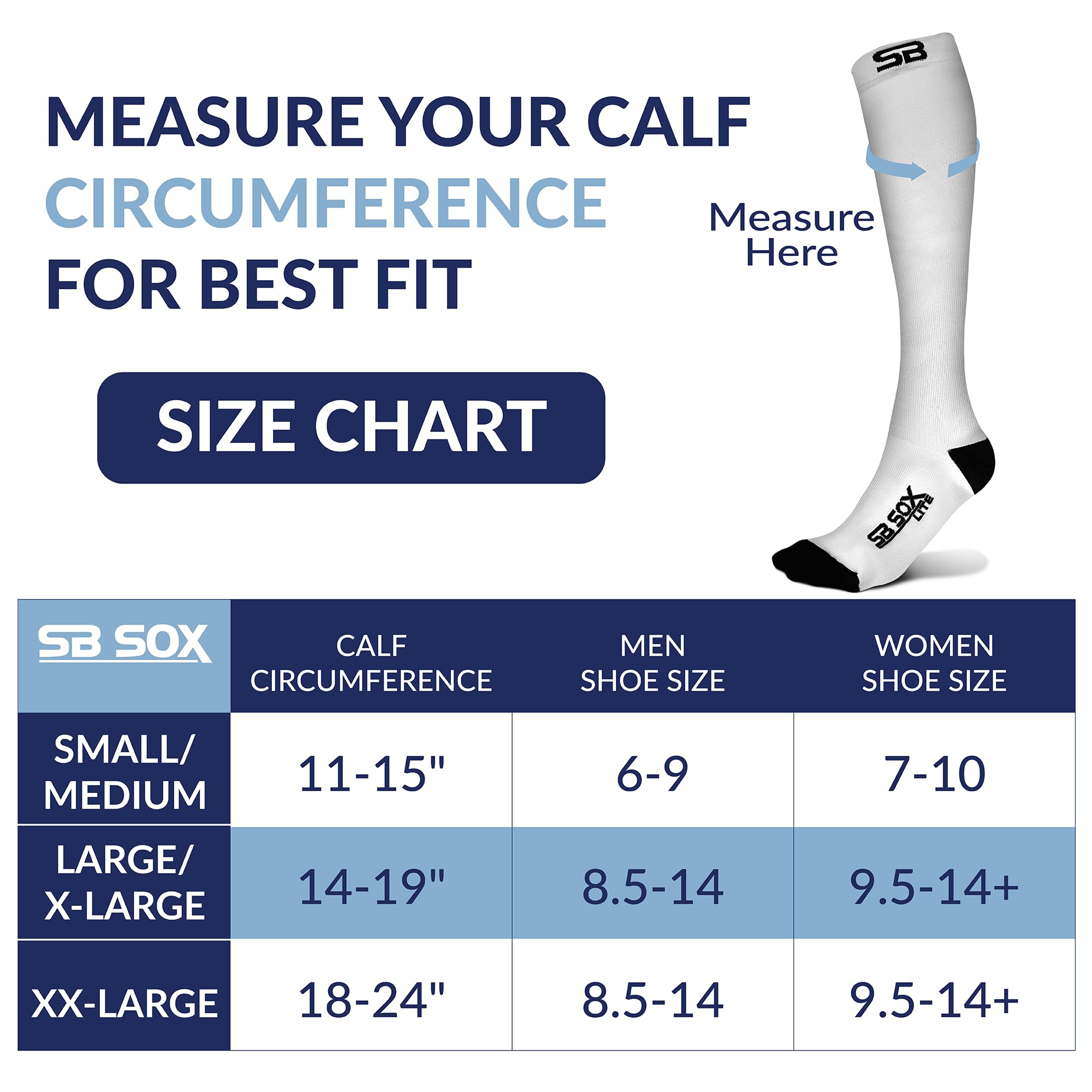 SB SOX Lite 15-20mmHg Compression Socks for Men & Women - Best Graduated Compression Socks for Travel, Running, Nursing & Everyday Use - XXL Size Available - Improve Circulation & Reduce Swelling