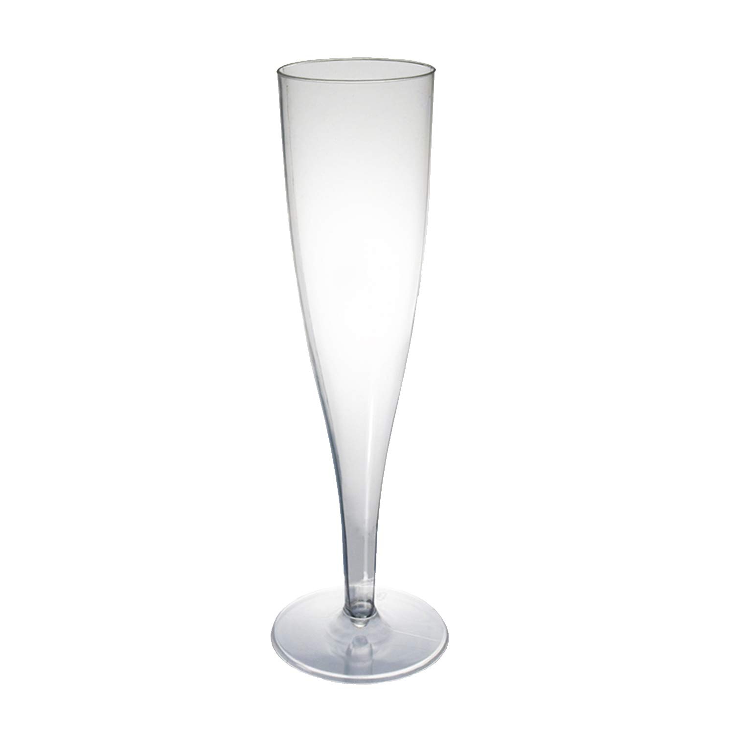 One Piece 5 oz. Clear Plastic Champagne Flutes - Pack of 100 | Disposable Party Cups for Weddings, Birthdays & Celebrations | BPA-Free Drinkware