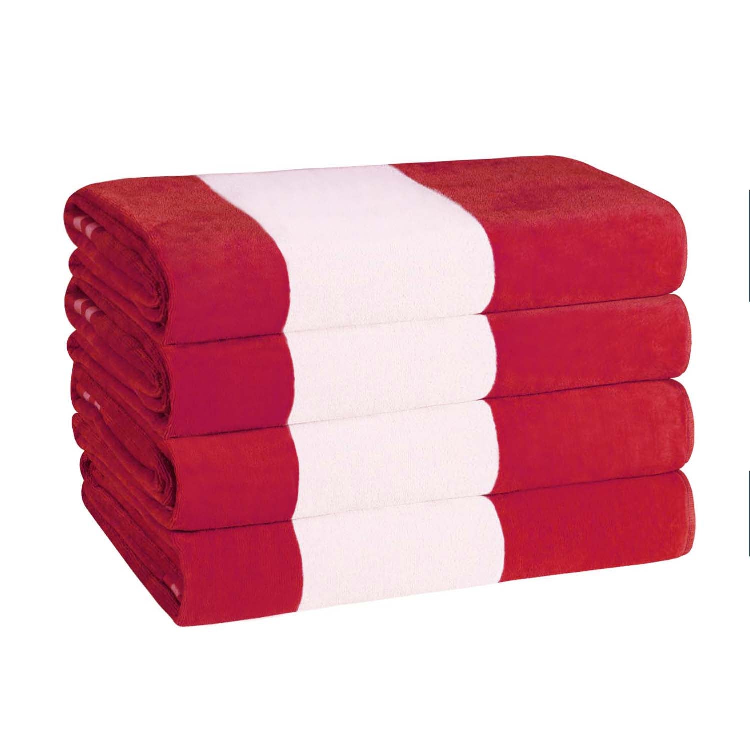 Premium Cabana Stripe Oversized Cotton Beach Towel Set of 2, 4, or 6 - Soft, Absorbent & Quick-Drying for Pool, Beach, Vacation & Spa Use