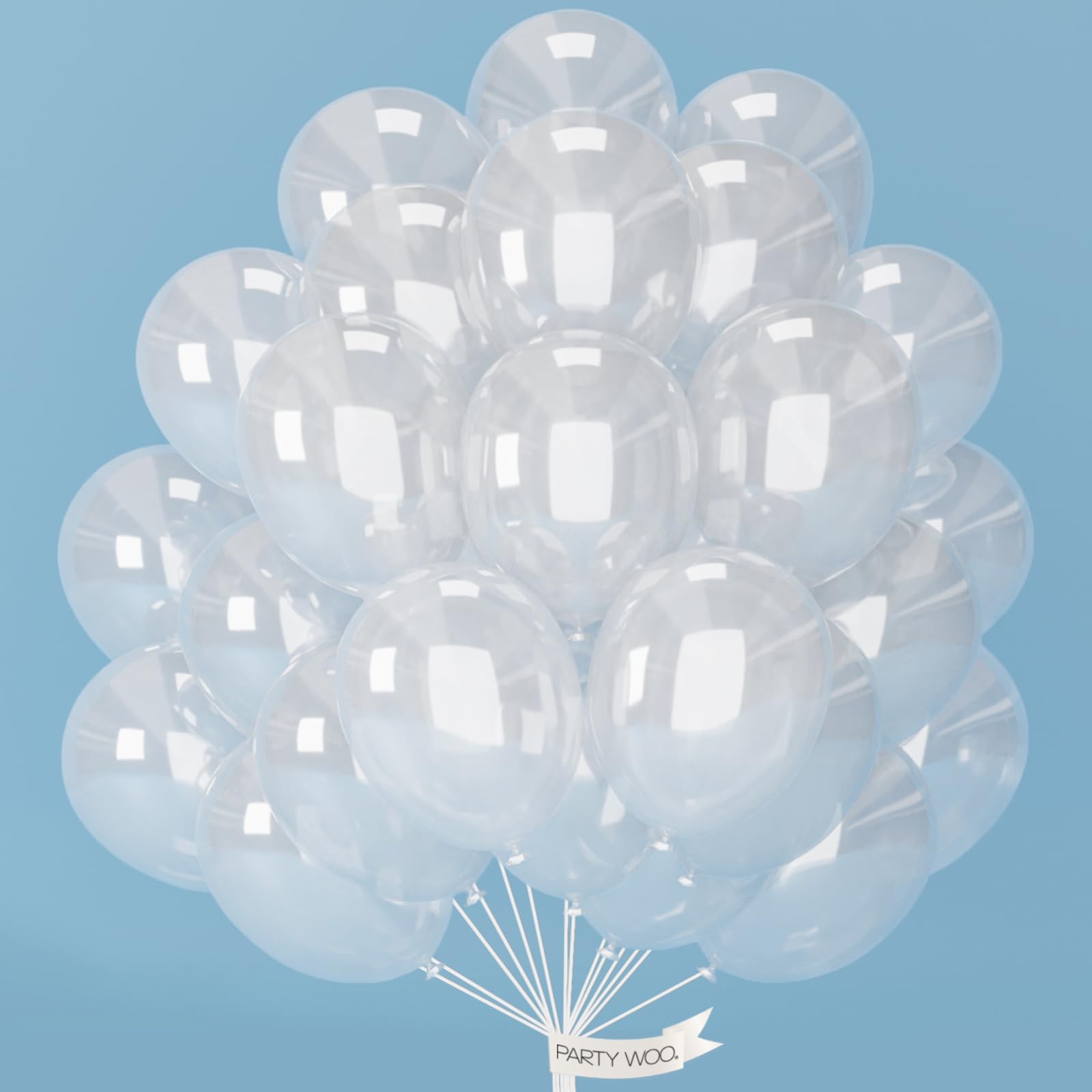 PartyWoo 50-Pack 12 Inch Clear Transparent Balloons for Graduation, Wedding, Engagement, Anniversary, Baby Shower, Gender Reveal & Birthday Party Decorations - Perfect for Indoor & Outdoor Celebrations