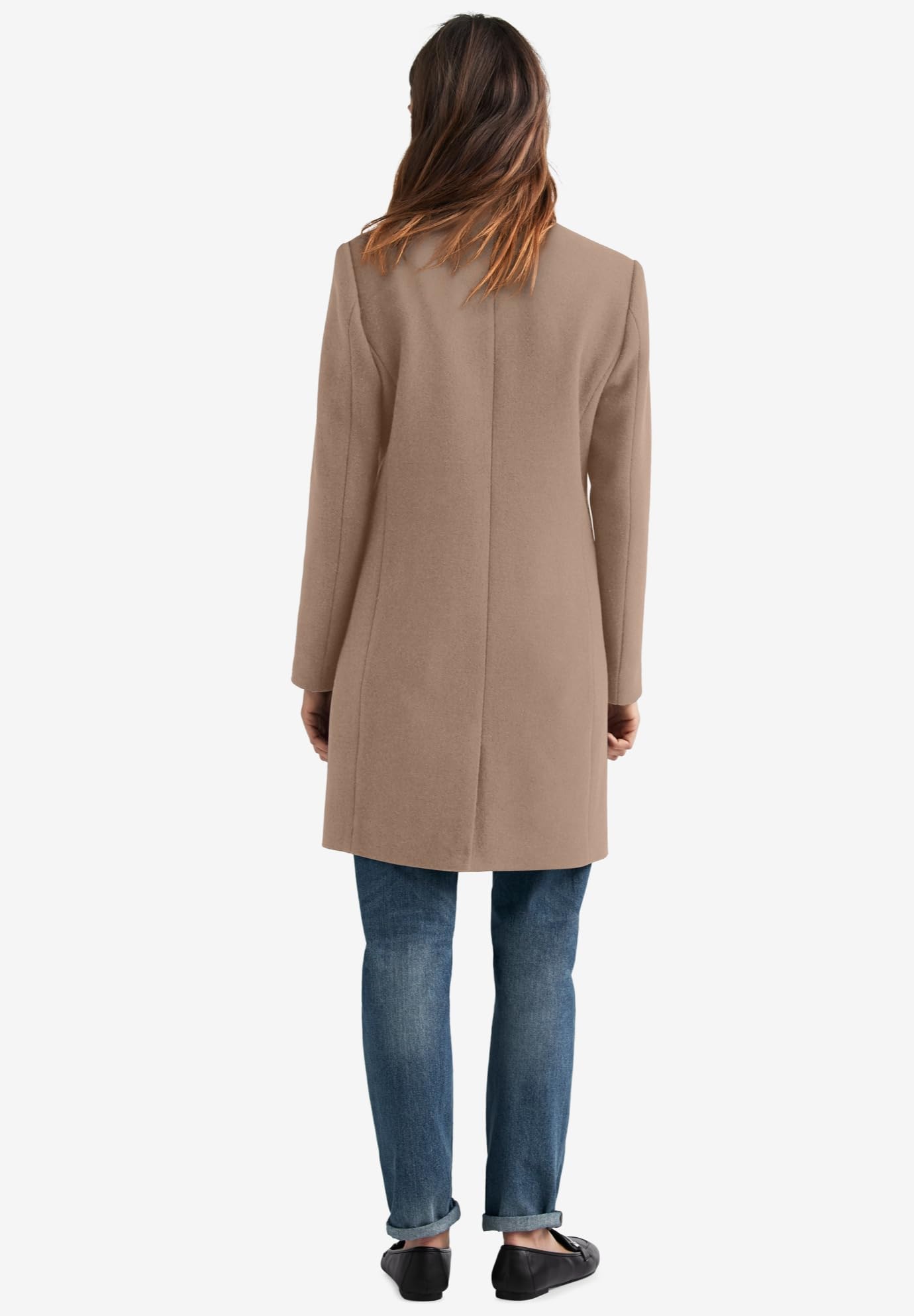 Ellos Women's Plus Size Classic Wool-Blend Coat - Warm Winter Trench Coat for Curvy Women | Perfect for Office, Travel & Formal Occasions