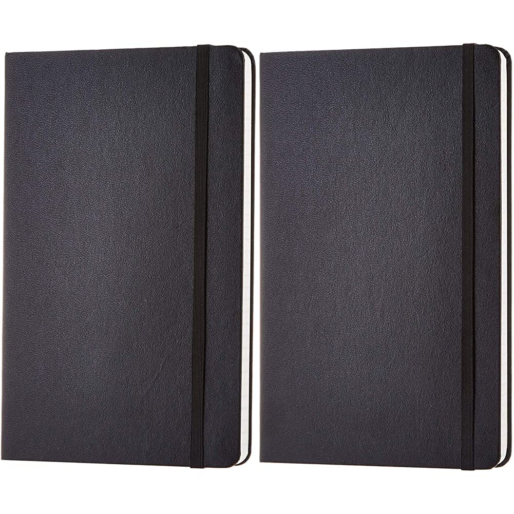 Amazon Basics Classic Grid & Lined Hardcover Notebook - 240 Pages, 5.7