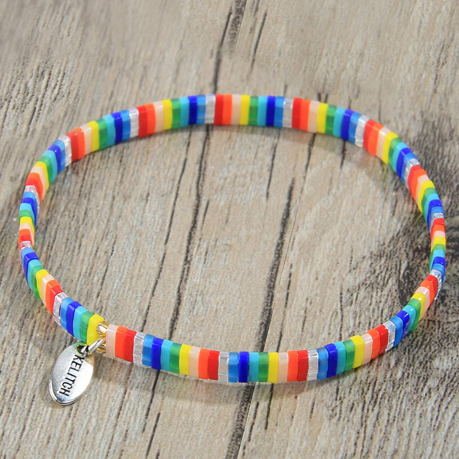 KELITCH Women's Tila Beads Charm Bracelet - Stretchable Candy Color Friendship Bracelet for Stacking, Layering & Gifting | Boho Chic Jewelry for Everyday Wear & Special Occasions