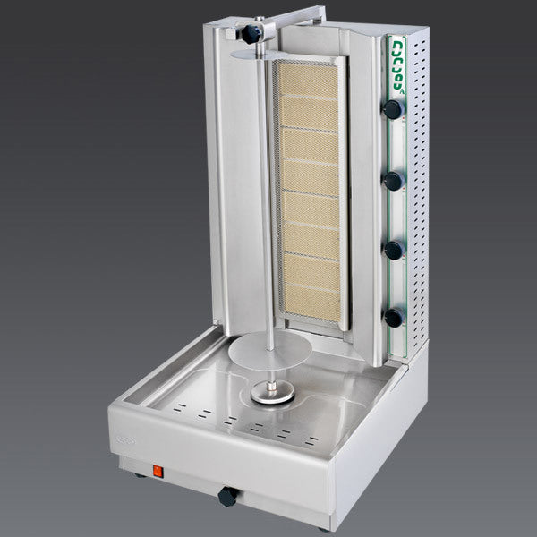 Visvardis 4 Burner Commercial Gyro & Shawarma Grill Machine - 140 lb Heavy Duty Capacity - Natural Gas Powered - Perfect for Restaurants, Food Trucks & Catering Businesses