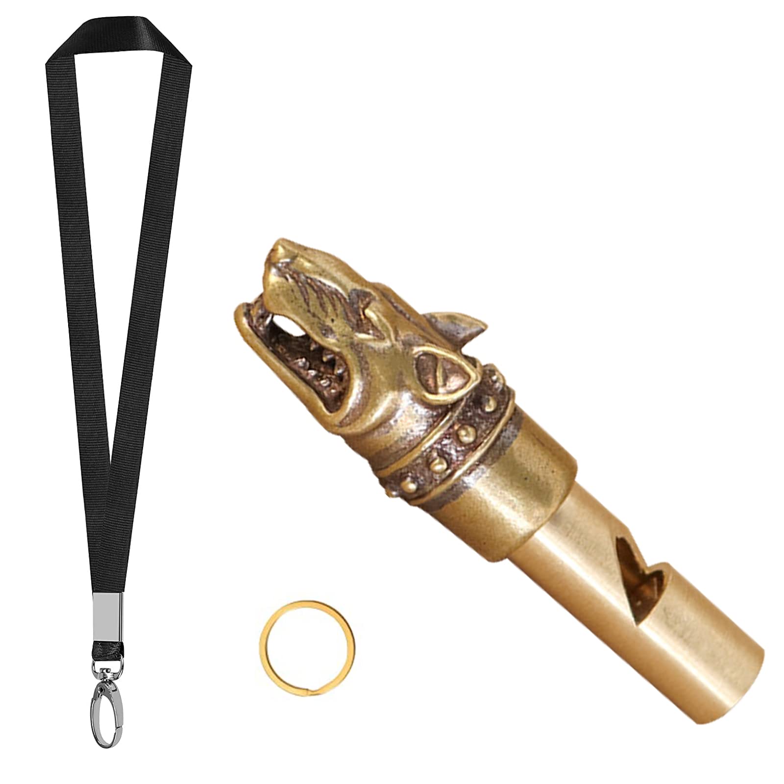 Professional Brass Dog Training Whistle with Lanyard - Retro Silent Dog Whistle for Recall Training, Obedience & Behavior Control - Perfect for Outdoor Adventures, Hunting & Pet Commands