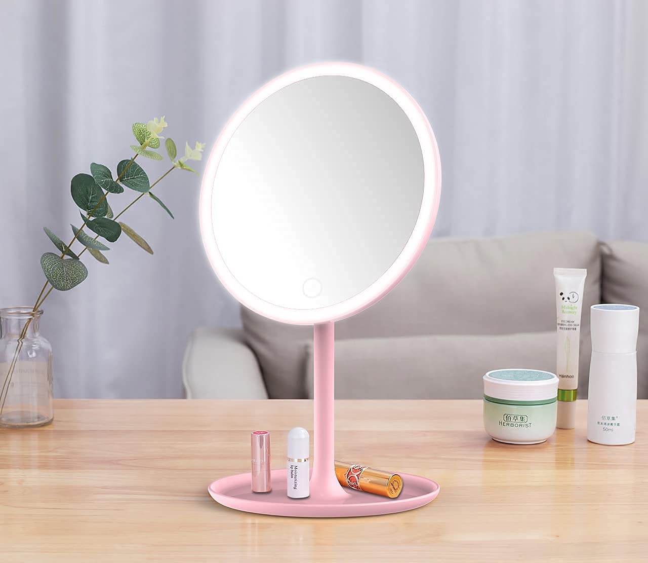Gnanex Folding Portable Compact Pocket Makeup Mirror with 180 Degree Adjustable Touch Screen & LED Light - Perfect for Travel, Home Vanity, and Professional Makeup Artists