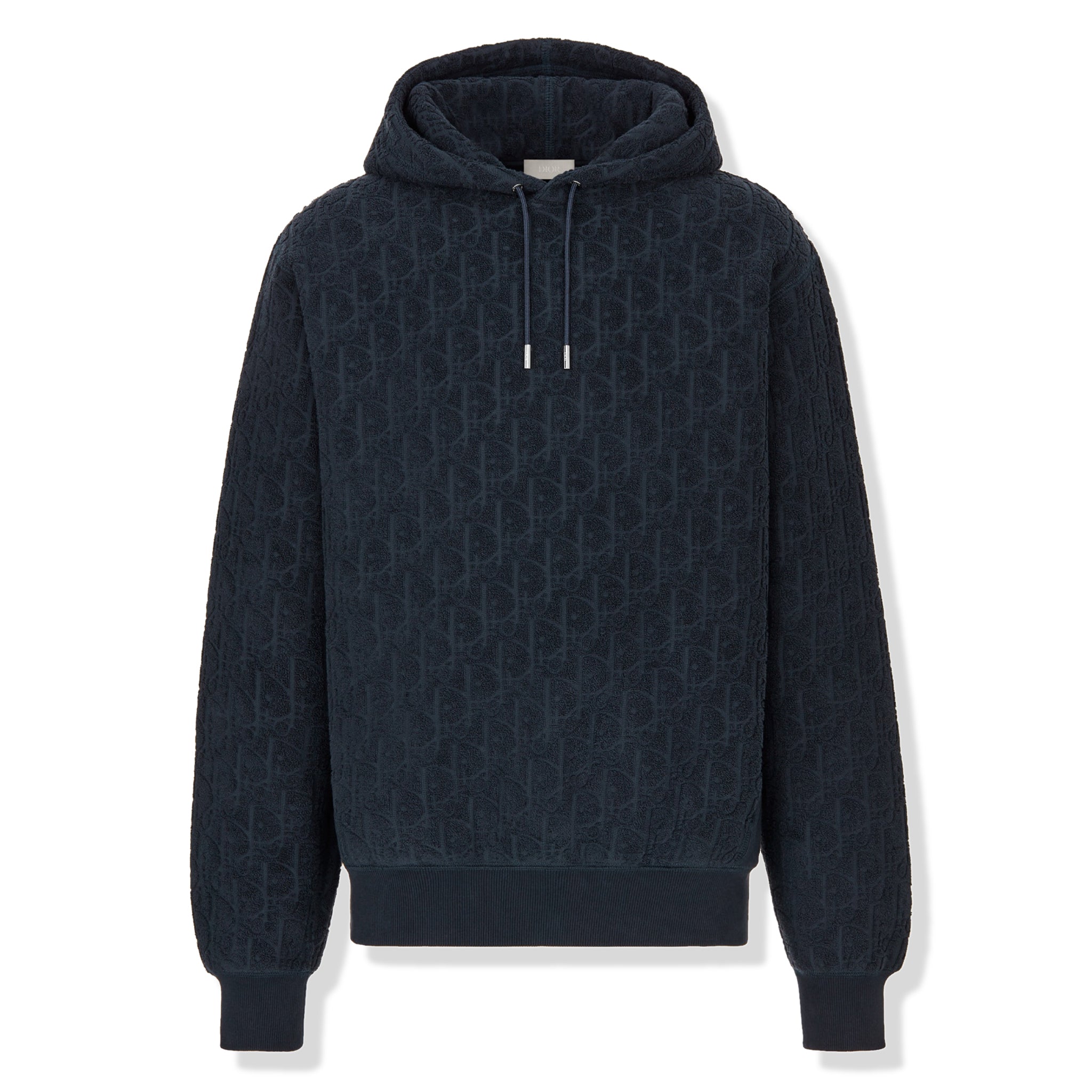 Dior Oblique Terry Cloth Navy Blue Hoodie for Men - Luxury Casual Wear for Street Style & Lounge Comfort