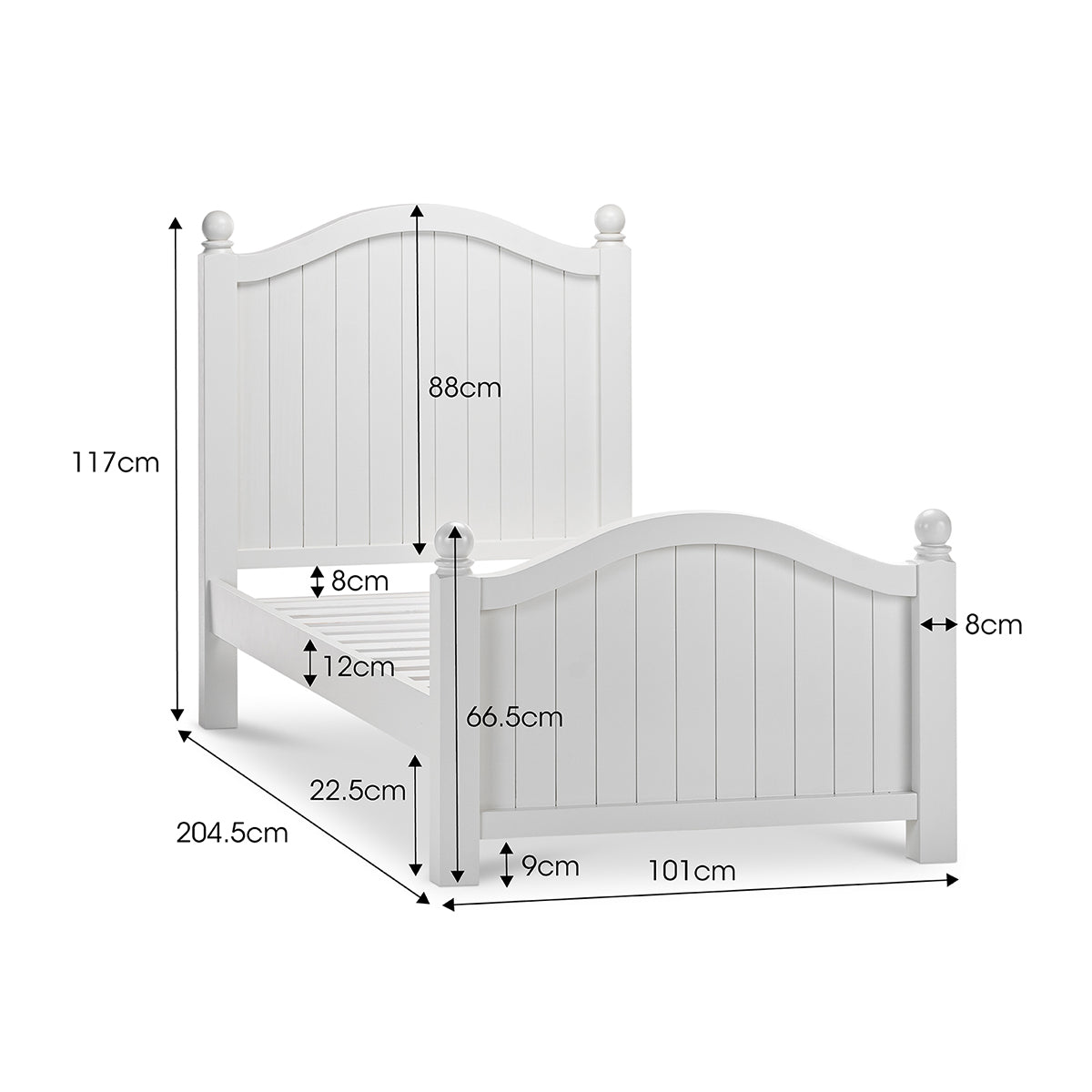 Classic Single Bed Frame - Sturdy Wooden Platform Bed for Adults & Teens - Perfect for Small Bedrooms, Guest Rooms & Dormitories