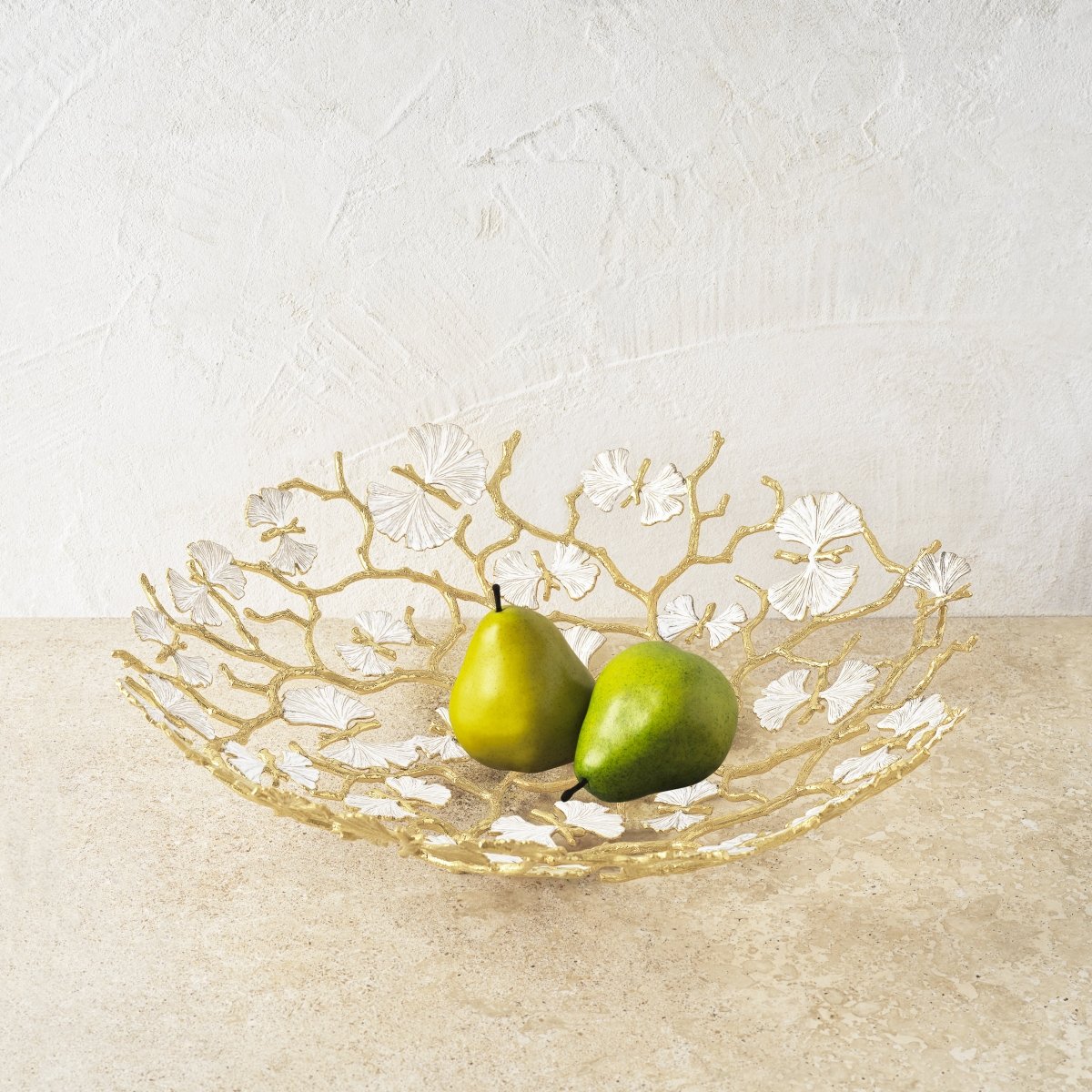 Butterfly Ginkgo Gold Centerpiece Platter - Elegant Serving Tray for Dining Table Decor, Wedding, Party & Holiday Entertaining