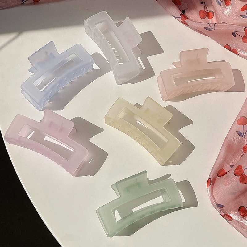 EPARTY 4 Pack Large Transparent Plastic Hair Claw Clips for Women & Girls - Crab Style Hair Clips for Thick Hair, Hair Accessories for Ponytail, Bun & Updo Hairstyles