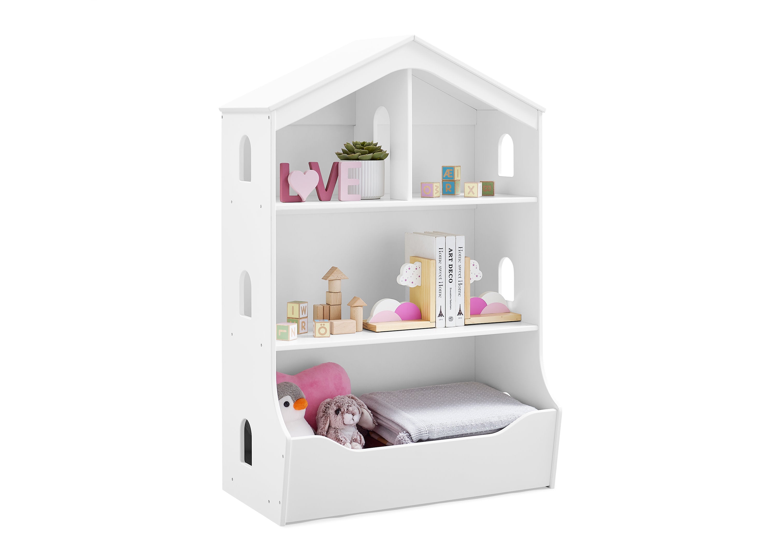 Kids Playhouse Bookcase with Toy Storage - Fun & Functional Bookshelf for Bedroom, Playroom & Nursery - Perfect for Organizing Books, Toys & Decor