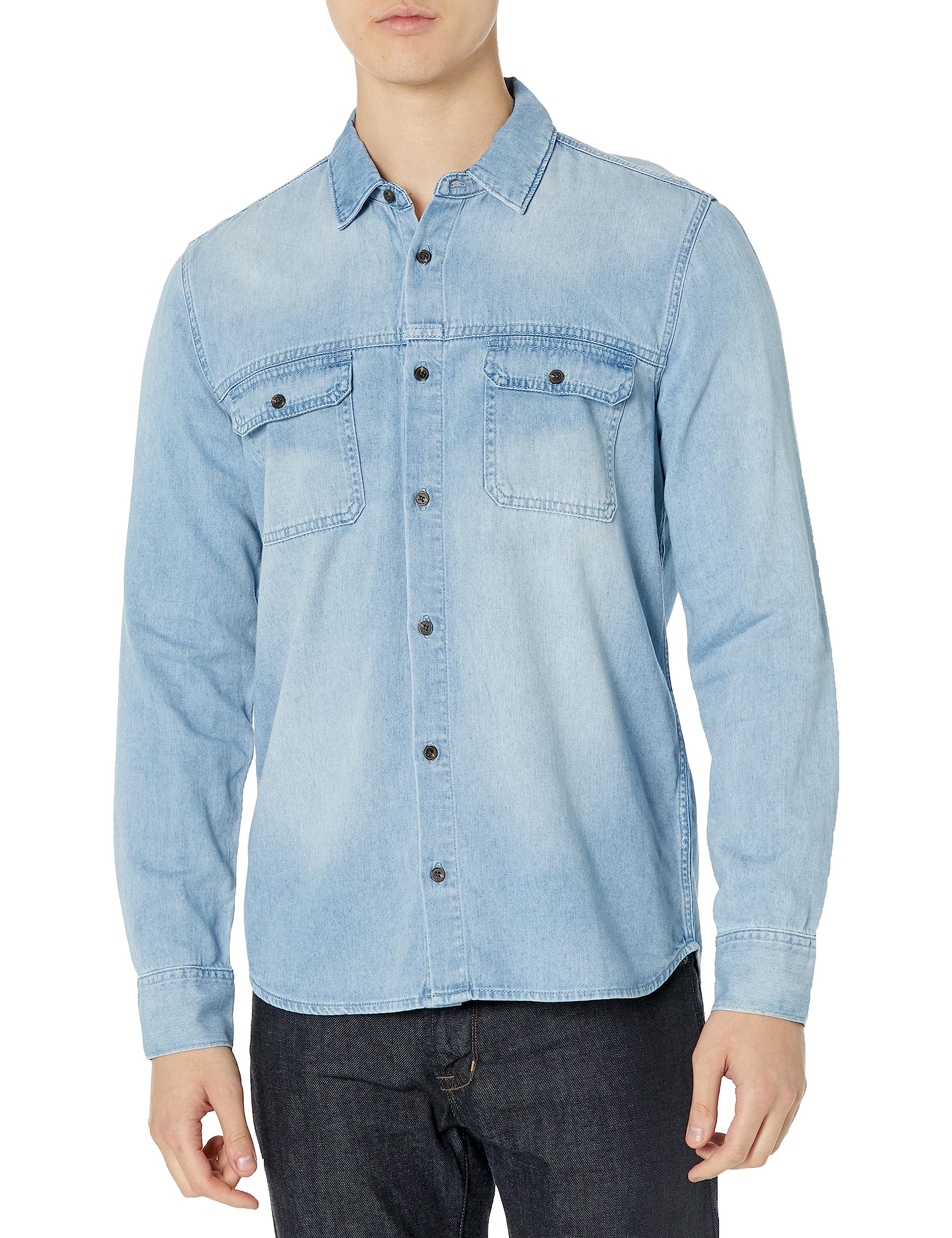 PAIGE Men's Abraham Denim Shirt - Classic Blue Denim Button-Up Shirt for Casual & Smart Casual Outfits | Perfect for Work, Date Night & Weekend Wear