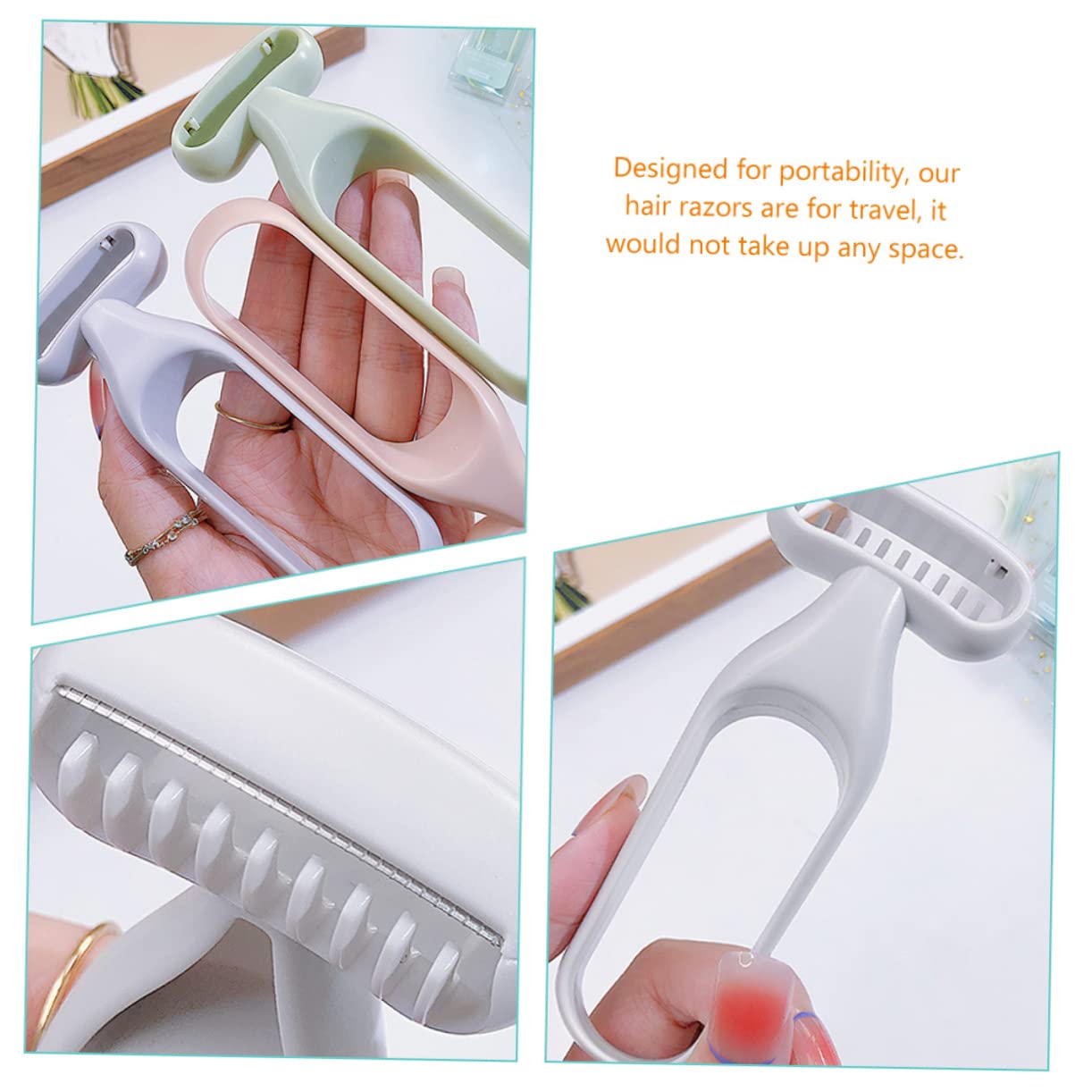 4 Pcs Women's Hair Trimmer Set - Bikini, Armpit & Facial Hair Remover - Reusable Ladies Razor for Smooth Skin - Perfect for Travel, Gym & Home Grooming - Resin Grey