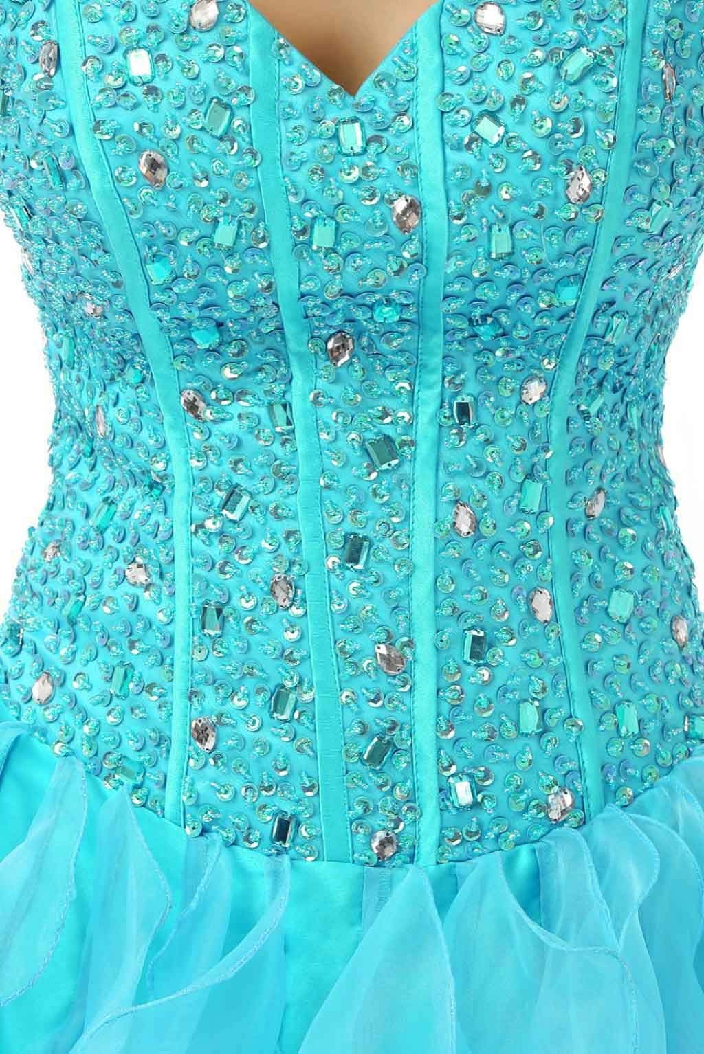 Elegant Women's Ruffled Organza Ball Gown Prom Dress for Quinceañera, Homecoming & Special Occasions | Flowy A-Line Princess Party Gown for Weddings, Dances & Formal Events