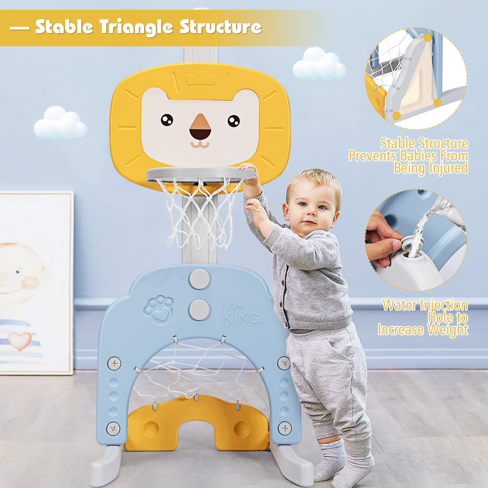 Costzon Adjustable Kids Basketball Hoop Set - Indoor/Outdoor Sports Toy for Toddlers (Best Gift)