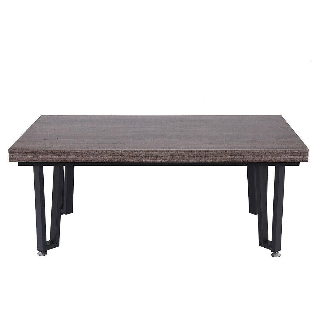 Modern Industrial Rectangular Faux Wood Coffee Table with Metal Legs - Lift Top Sofa Desk for Living Room, Office & Dorm Decor - Rustic Chic Center Table for Small Spaces & Home Staging