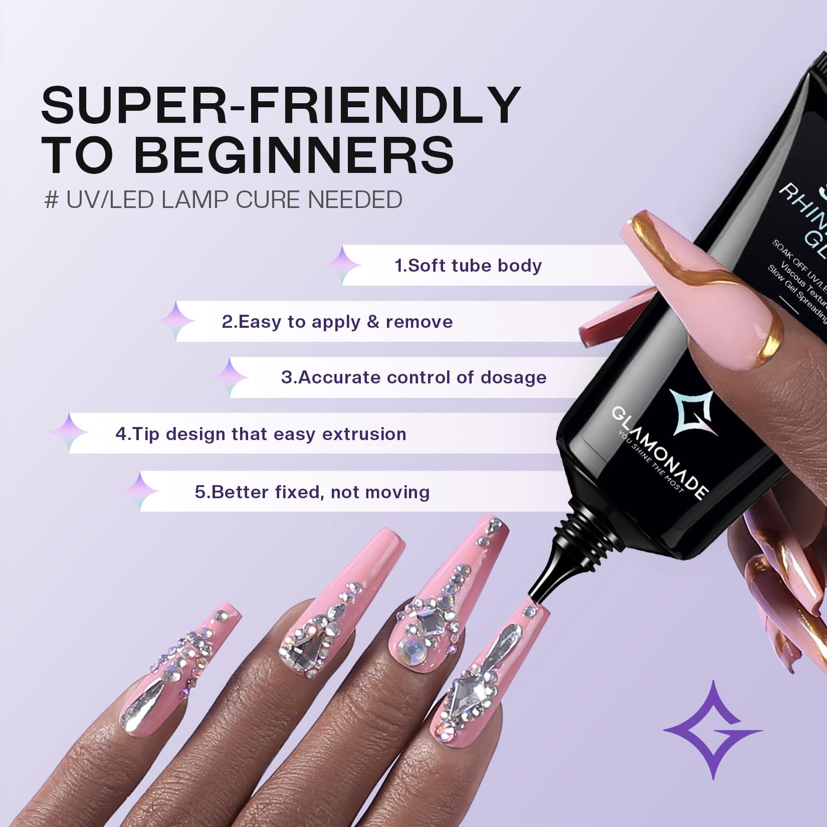 30g Super Strong Nail Rhinestone Glue - No Wipe Clear Gel for 3D Nail Art, DIY Nail Designs & Nail Charms | Professional Nail Tech Supplies | Perfect for Salon, Home Manicures & Nail Art Enthusiasts