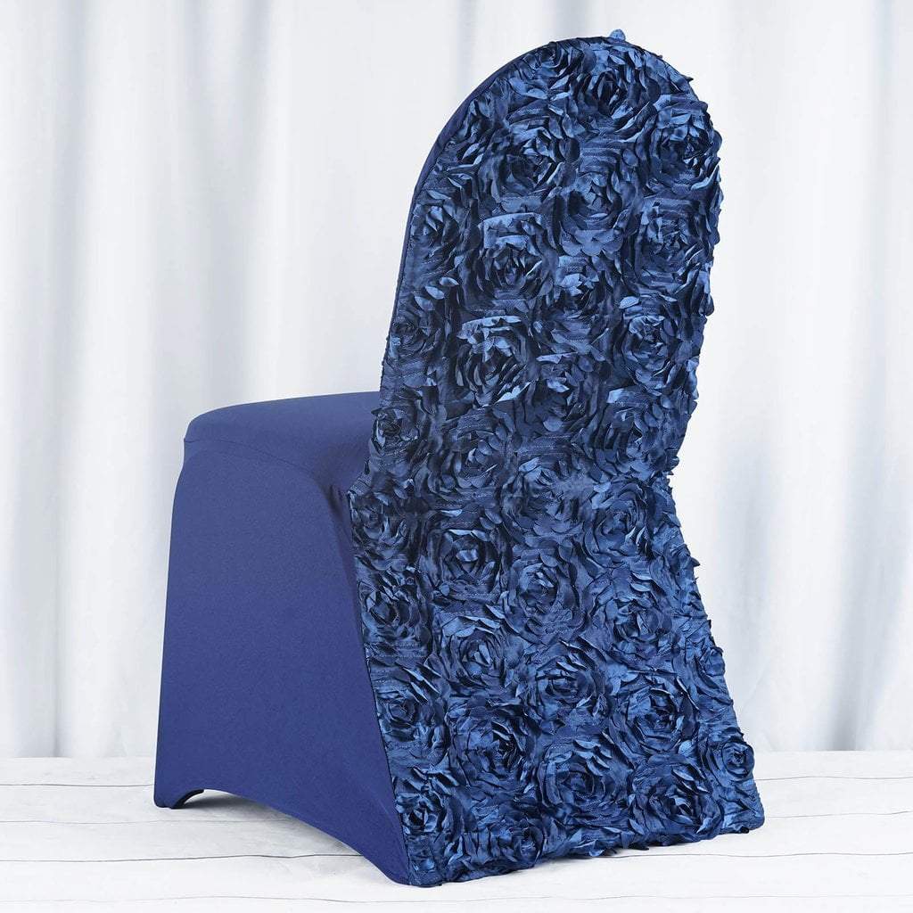 Elegant Satin Rosette Spandex Stretchable Banquet Chair Covers - Perfect for Weddings, Parties & Formal Events