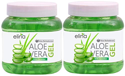 Elina 100% Pure Aloe Vera Gel - Natural Multipurpose Skin & Hair Care (200g x 2 Pack) | Soothes Sunburn, Hydrates Dry Skin, Conditions Hair for Men & Women