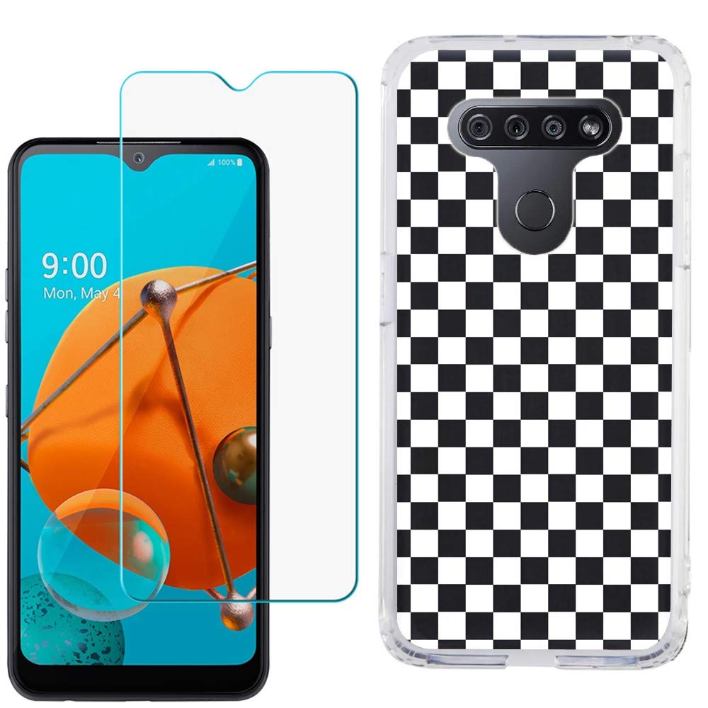 LG K51 Case with Tempered Glass - Slim TPU Gel Cover for Protection | Daily Use & Travel