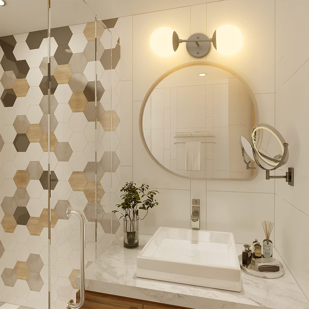 Tipace Black Wall Sconce 2 Lights - Modern Globe Wall Light Fixture with 3000K Warm White G9 Bulbs Included - Perfect for Restaurant, Living Room, Bedside, Stairs, Bathroom Mirror Lighting - Indoor Wall Mounted Sconce for Home & Commercial Decor