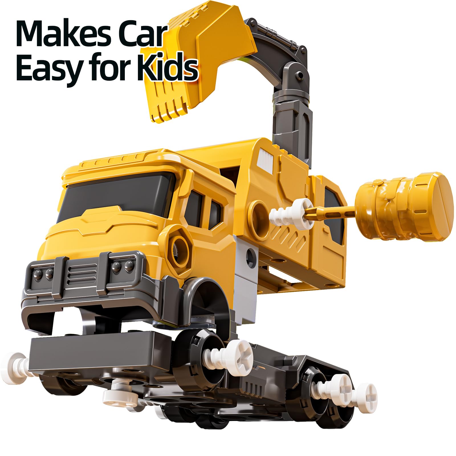 TEMI Construction Truck Toys for Kids Ages 3-8 - Transforming Robot Vehicle Building Set, STEM Learning Toys for Boys & Girls | Perfect for Birthday Gifts, Pretend Play & Early Childhood Development