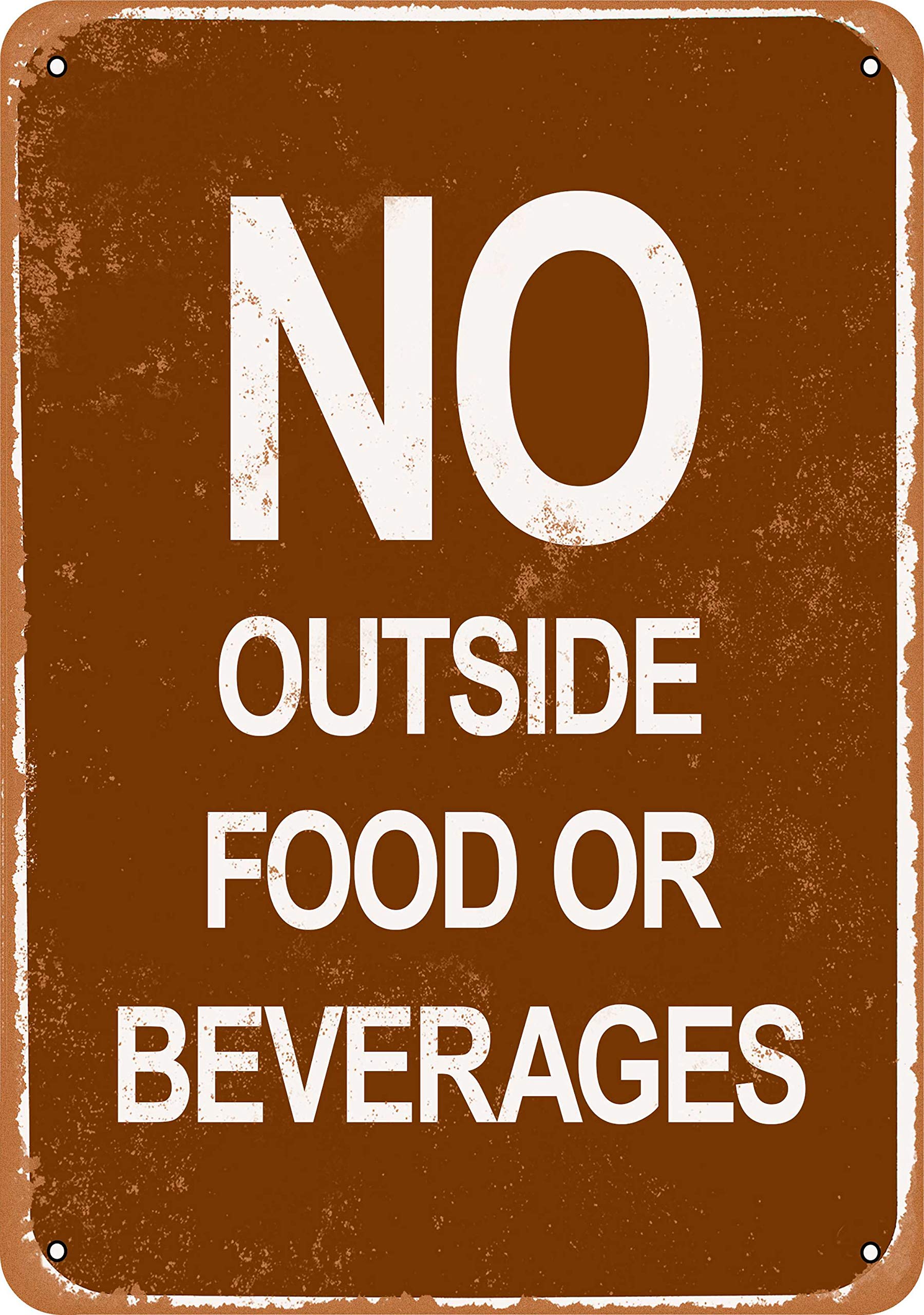 10 x 14 Inch Vintage Metal Sign - No Outside Food or Beverages Allowed - Rustic Wall Decor for Restaurants, Bars, Cafes & Home Kitchen