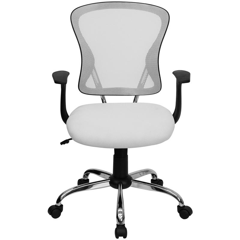 FLASH Alfred Mid Back Black Mesh Swivel Task Office Chair with Chrome Base and Arms - Ergonomic Desk Chair for Home Office, Computer Work & Gaming