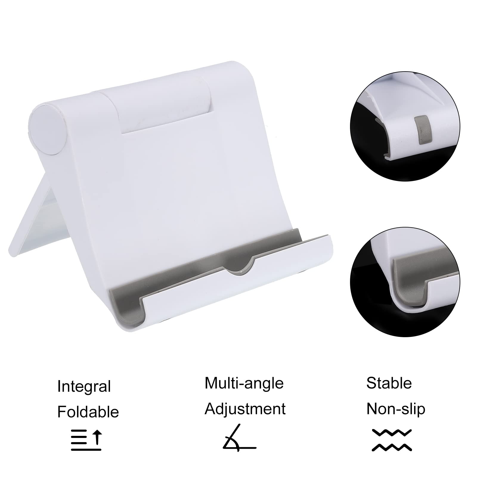 uxcell 2-Pack Multi-Angle Adjustable Phone Stand & Tablet Holder - Universal Smartphone Stand for iPhone, Samsung, iPad, Kindle E-Readers (White) - Perfect for Desk, Bedside, Kitchen & Video Calls