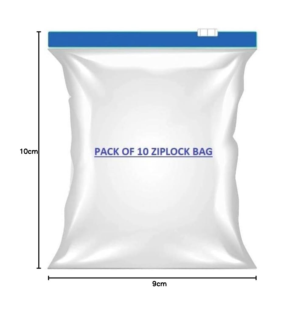 Pristu 10 Pack Reusable Ziplock Bags for Freezer & Fridge Storage - Medium Size 9x10cm (Blue, White) - Perfect for Meal Prep, Snacks, Vegetables & Leftovers Organization