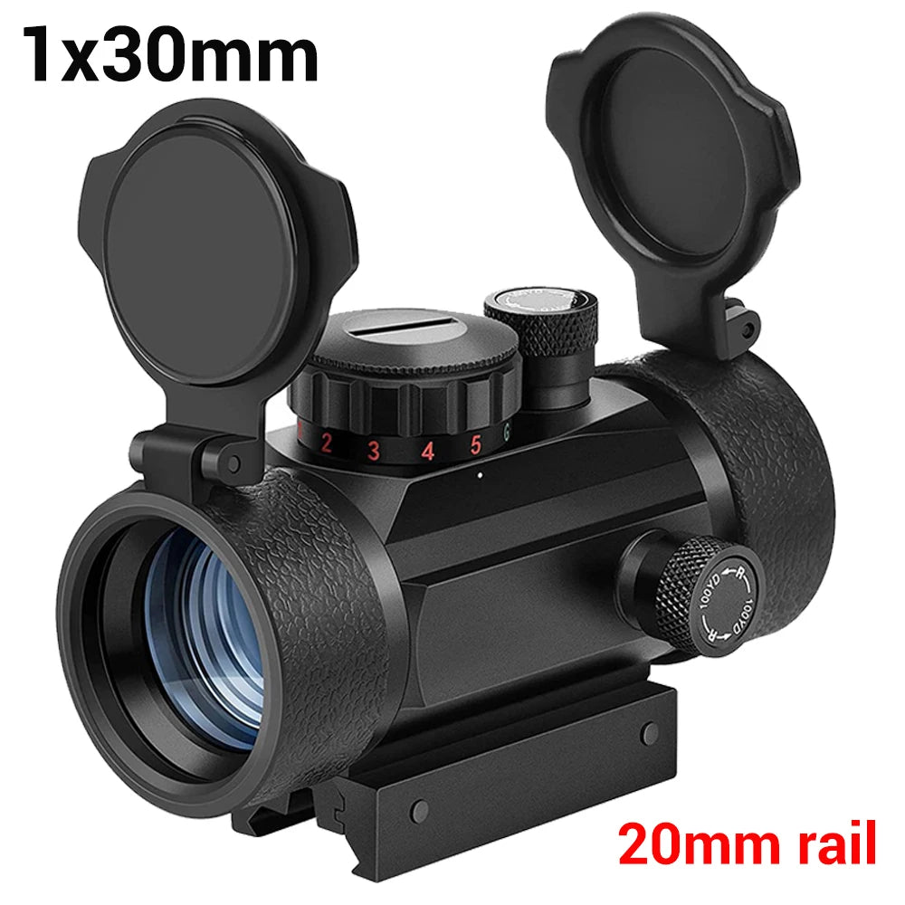 1x30mm Tactical Red Dot Sight Scope with 11/20mm Picatinny Rail Mount - Perfect for Hunting, Shooting & Airsoft | Durable Optical Sight for Outdoor Adventures & Tactical Gear
