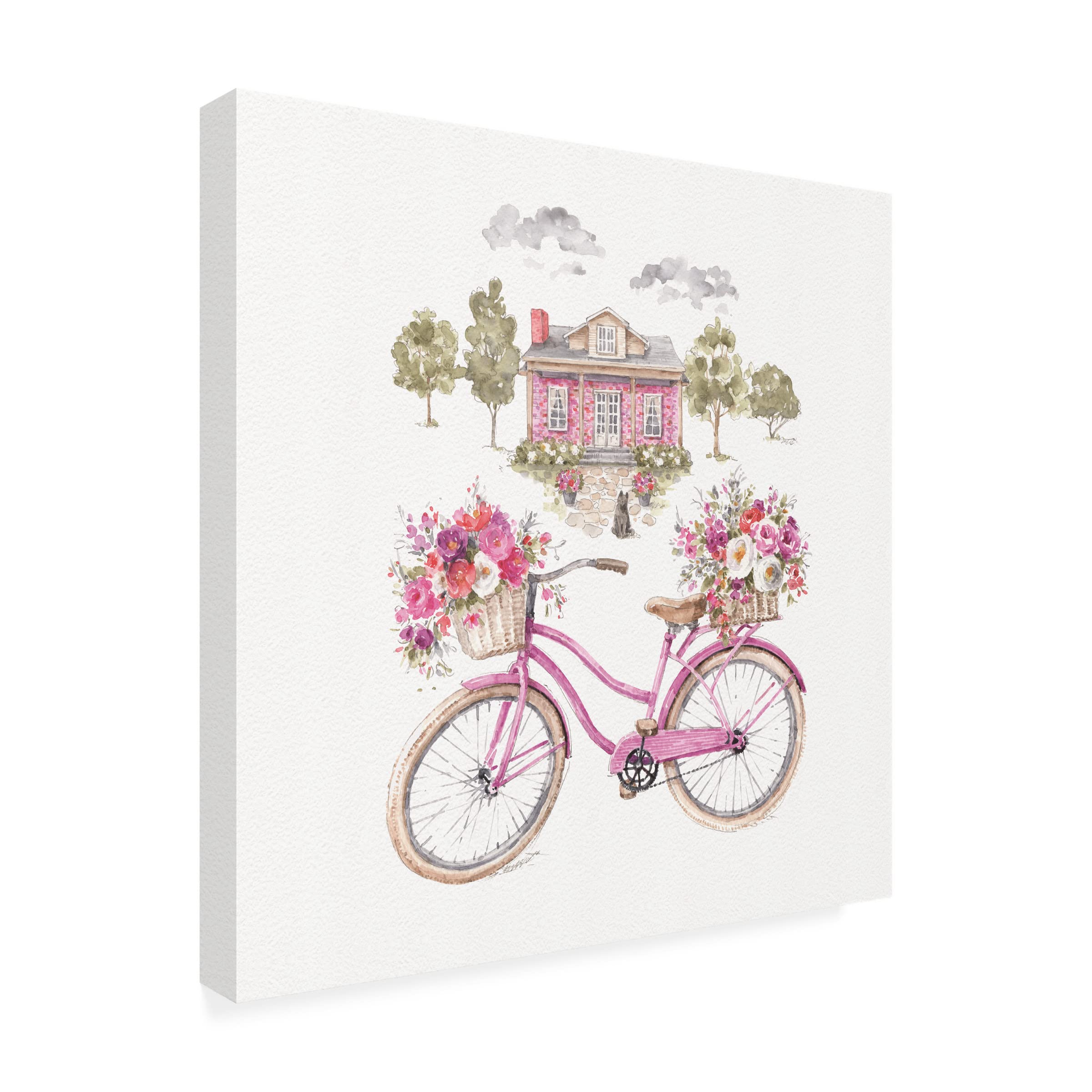 Lisa Audit 'Obviously Pink 16' Floral Canvas Wall Art - Modern Pink Flower Painting for Living Room, Bedroom & Office Decor
