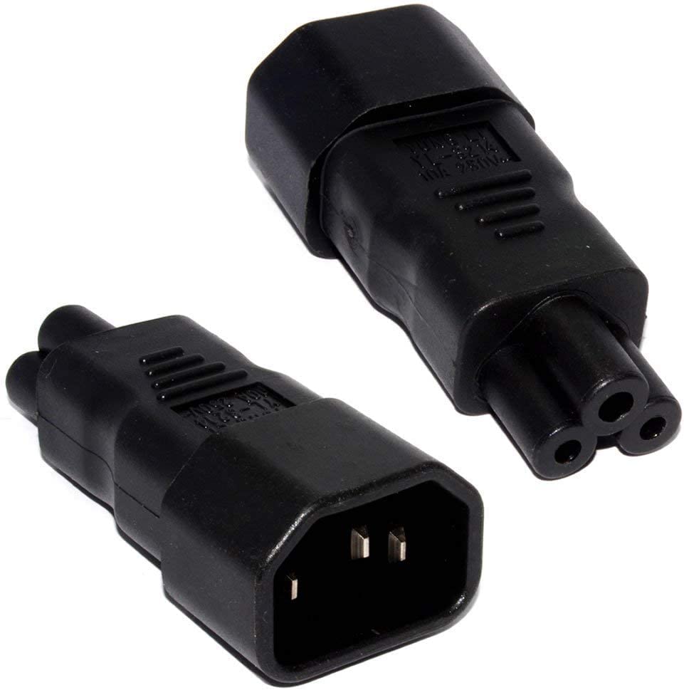 Toptekits IEC C13/C14 to C5/C6 Power Cable Adapter - Kettle Lead to Mickey Mouse PC Laptop Power Cord - Perfect for Home Office, Gaming Setup & Workstation Power Supply