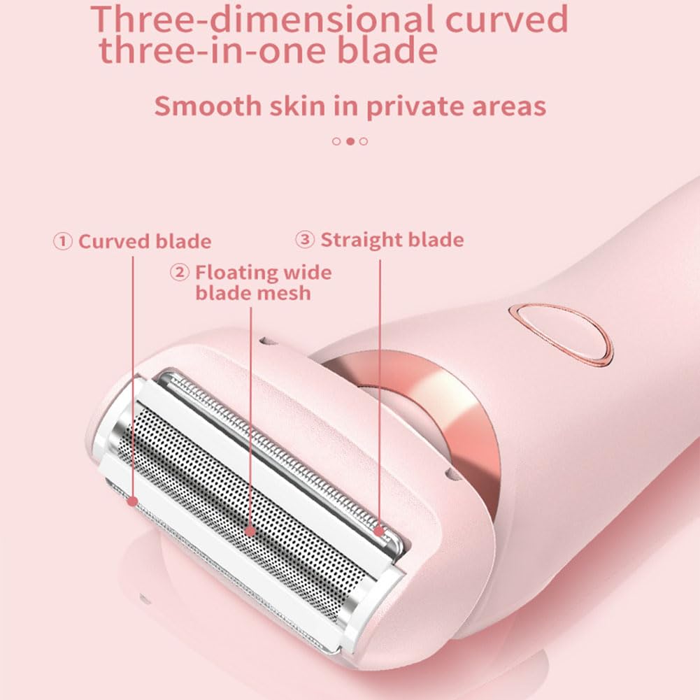 Dusk Glide Pro 3.0 Women's Electric Razor & Epilator - 2-in-1 Painless Hair Removal Shaver for Legs, Bikini & Underarms - Portable Rechargeable Pink Shaver for Travel & Home Use