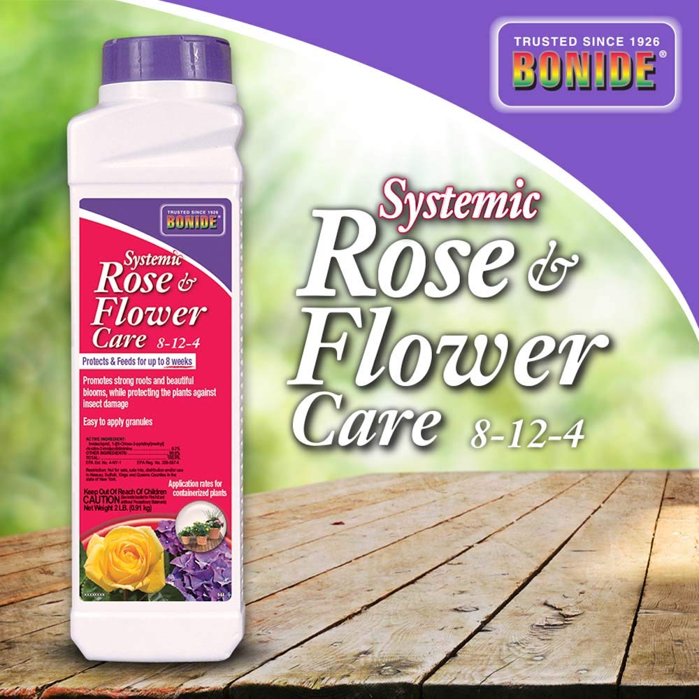 Bonide Systemic Rose & Flower Care Granules - 2 lb Plant Protection for Roses, Flowers & Shrubs | Prevents Pests & Diseases | Ideal for Garden Beds, Potted Plants & Landscaping