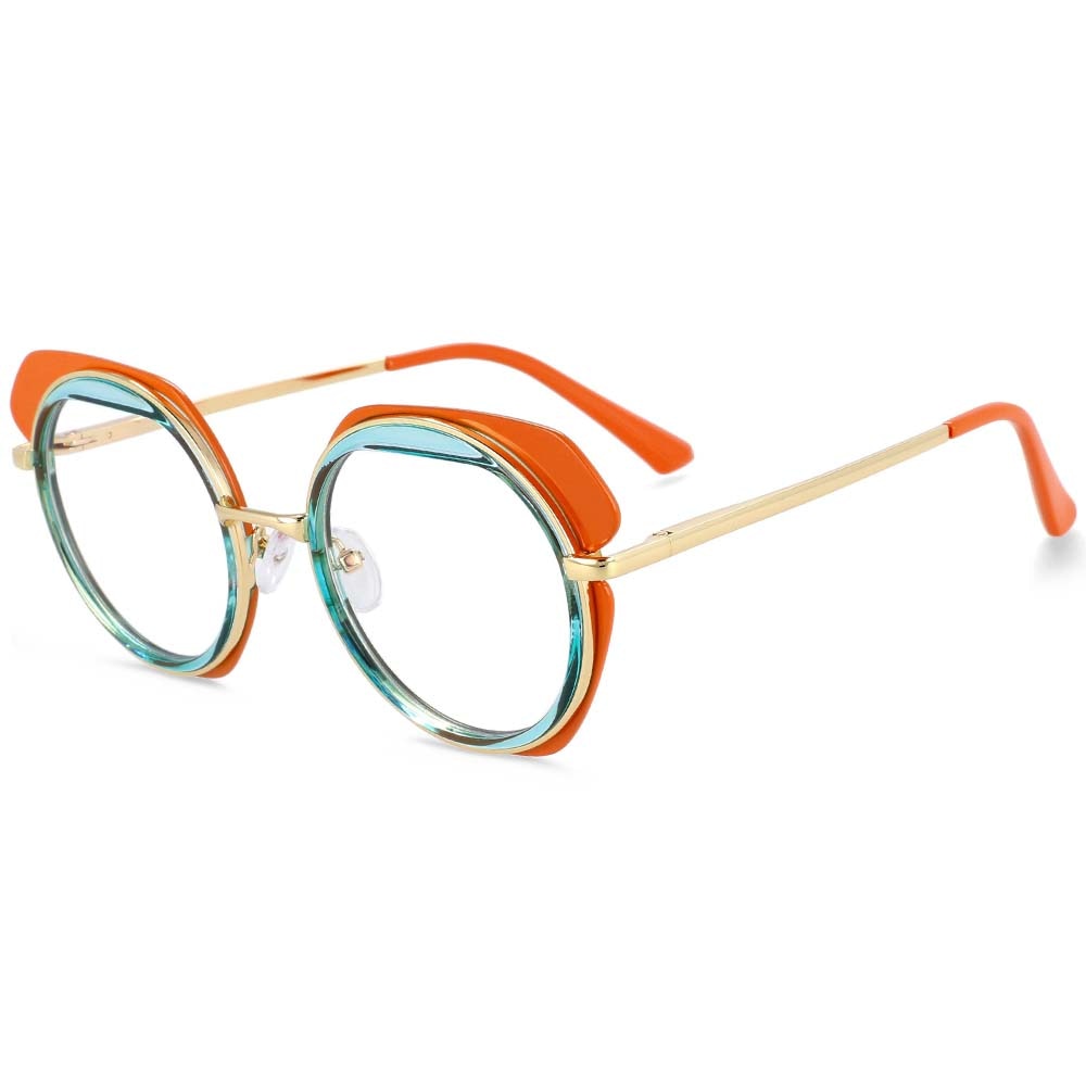CCspace Unisex Full Rim Round TR90 Titanium Eyeglasses 54171 - Lightweight & Durable Glasses for Work, Reading & Everyday Use