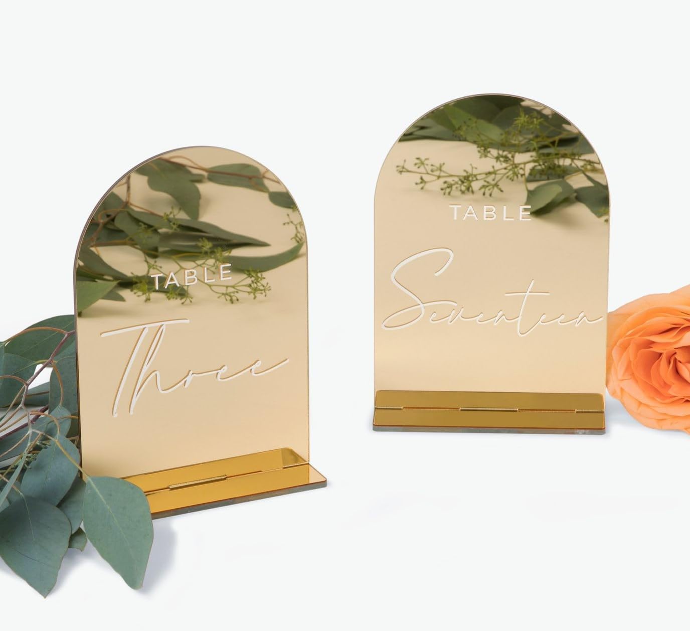 Gold Acrylic Wedding Table Numbers 1-10 - Double Sided Mirror for Reception & Engagement Parties