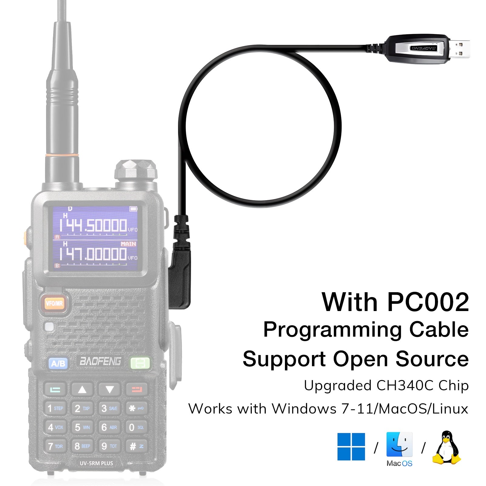 Baofeng UV-5RM Plus Two-Way Radio Walkie Talkie - Long Range Communication for Outdoor, Camping, Hiking & Emergency Preparedness [Open Box]